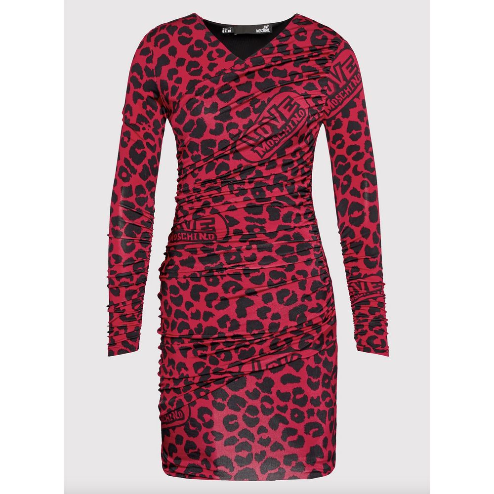 Love Moschino Chic Leopard Texture φόρεμα σε ροζ και μαύρο