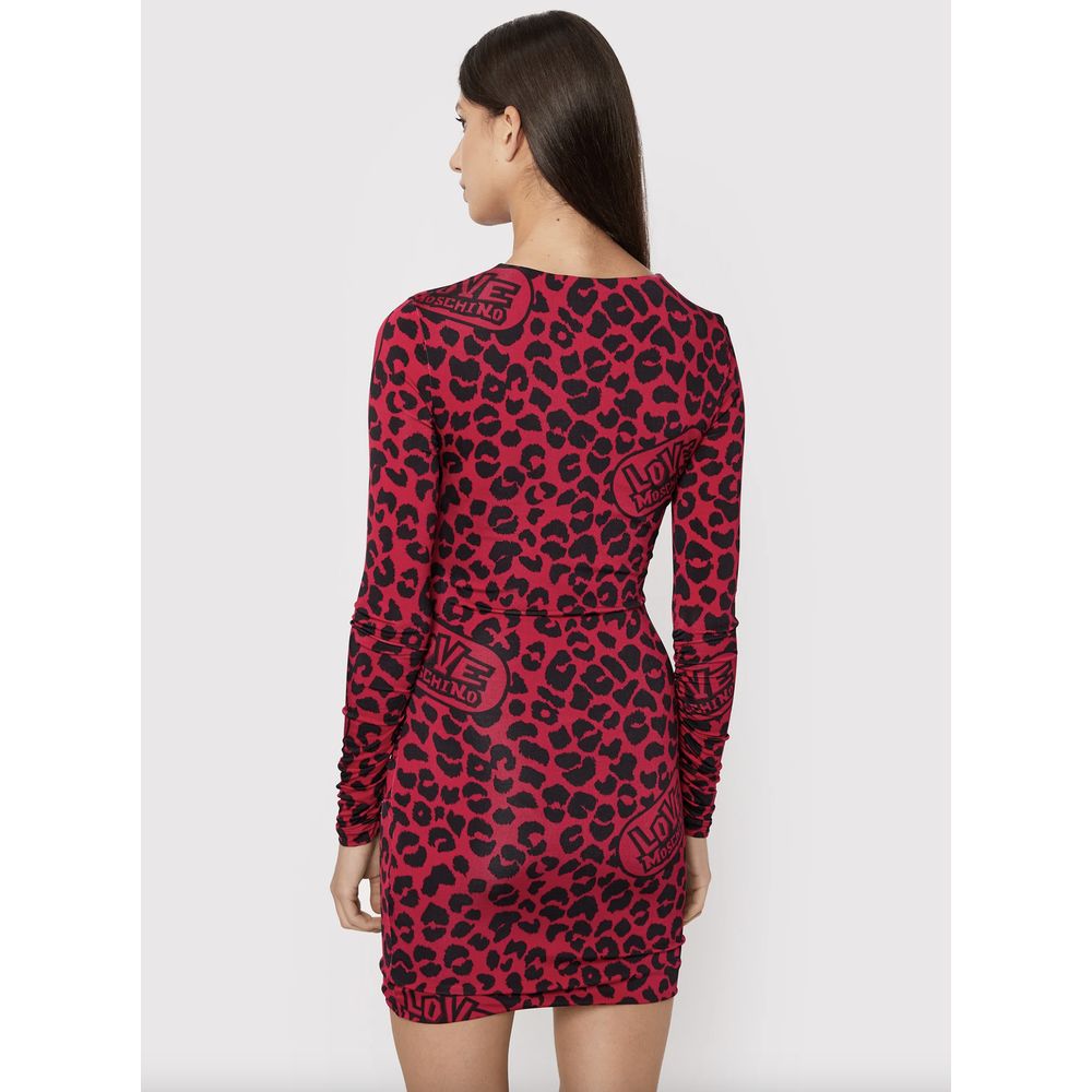 Love Moschino Chic Leopard Texture φόρεμα σε ροζ και μαύρο