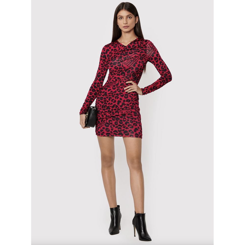 Love Moschino Chic Leopard Texture φόρεμα σε ροζ και μαύρο