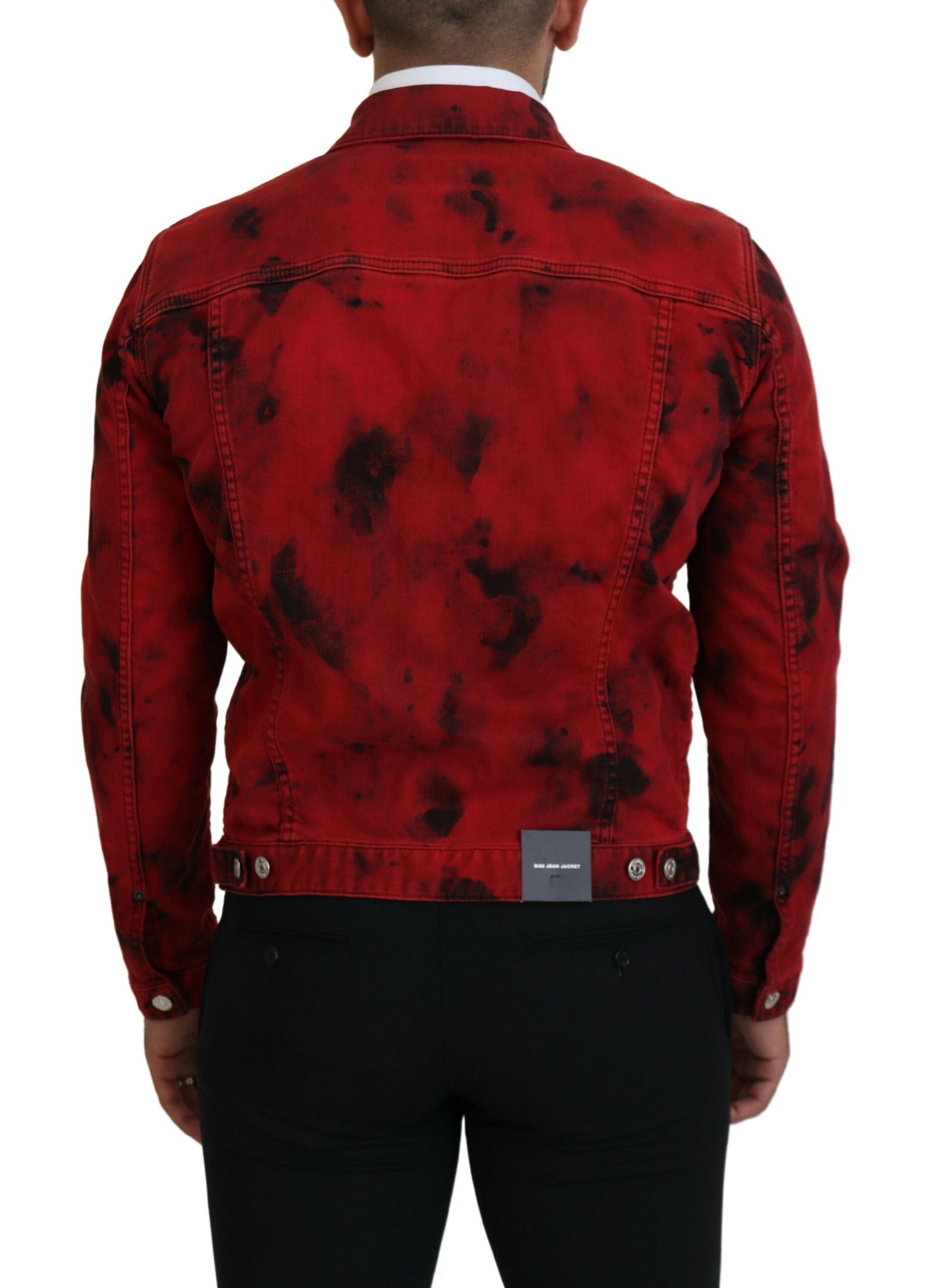 Ανδρικό τζιν μπουφάν Dsquared² Red Black Tie Dye Dye Collared