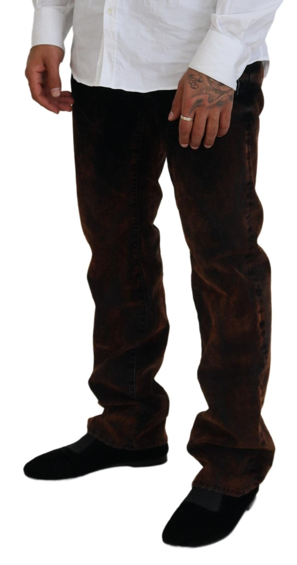 Dsquared² Brown Washed Cotton Straight Fit Casual Denim Jeans