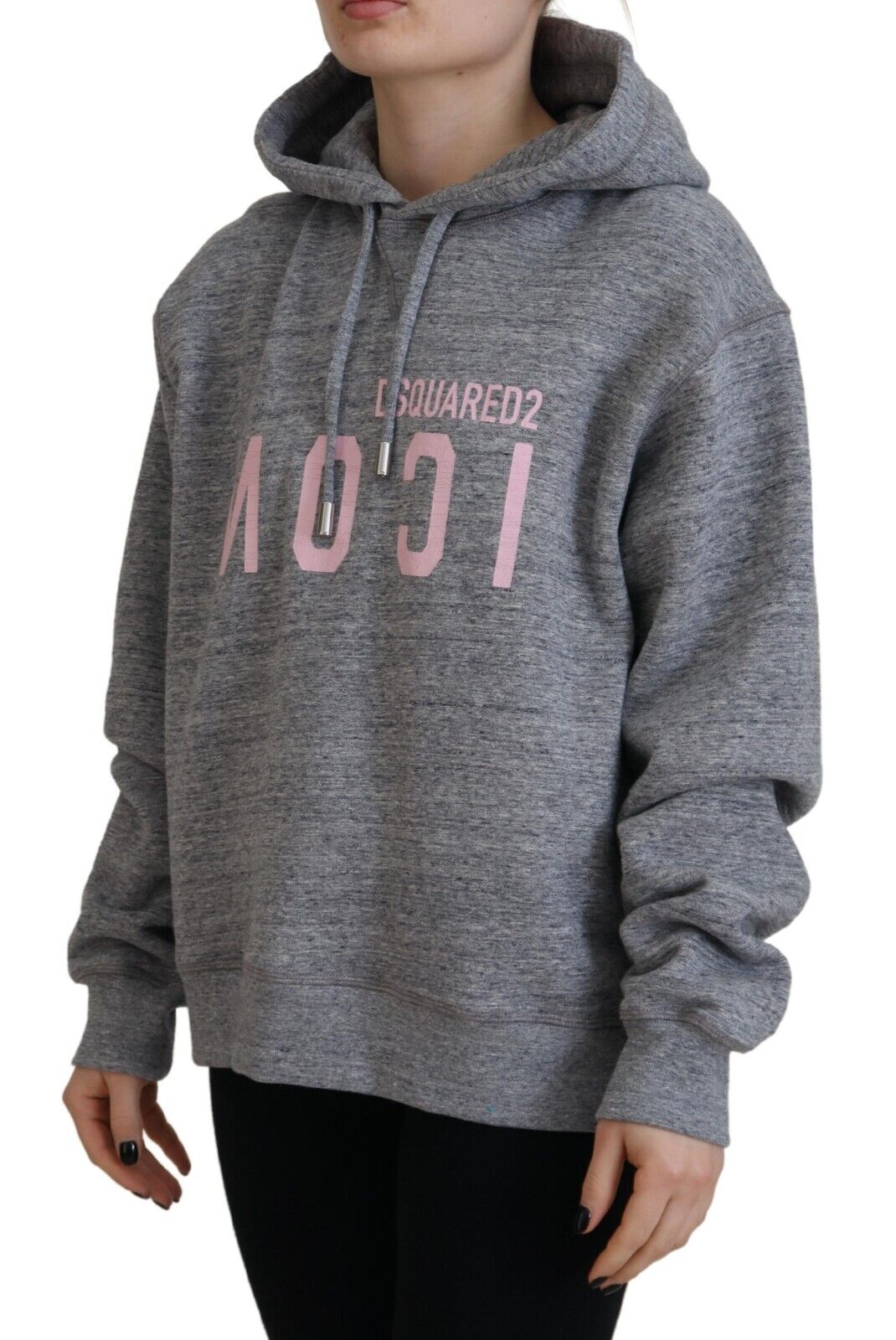 Dsquared² Gray Logo Printed Hooded Women Long Sleeve Sweater