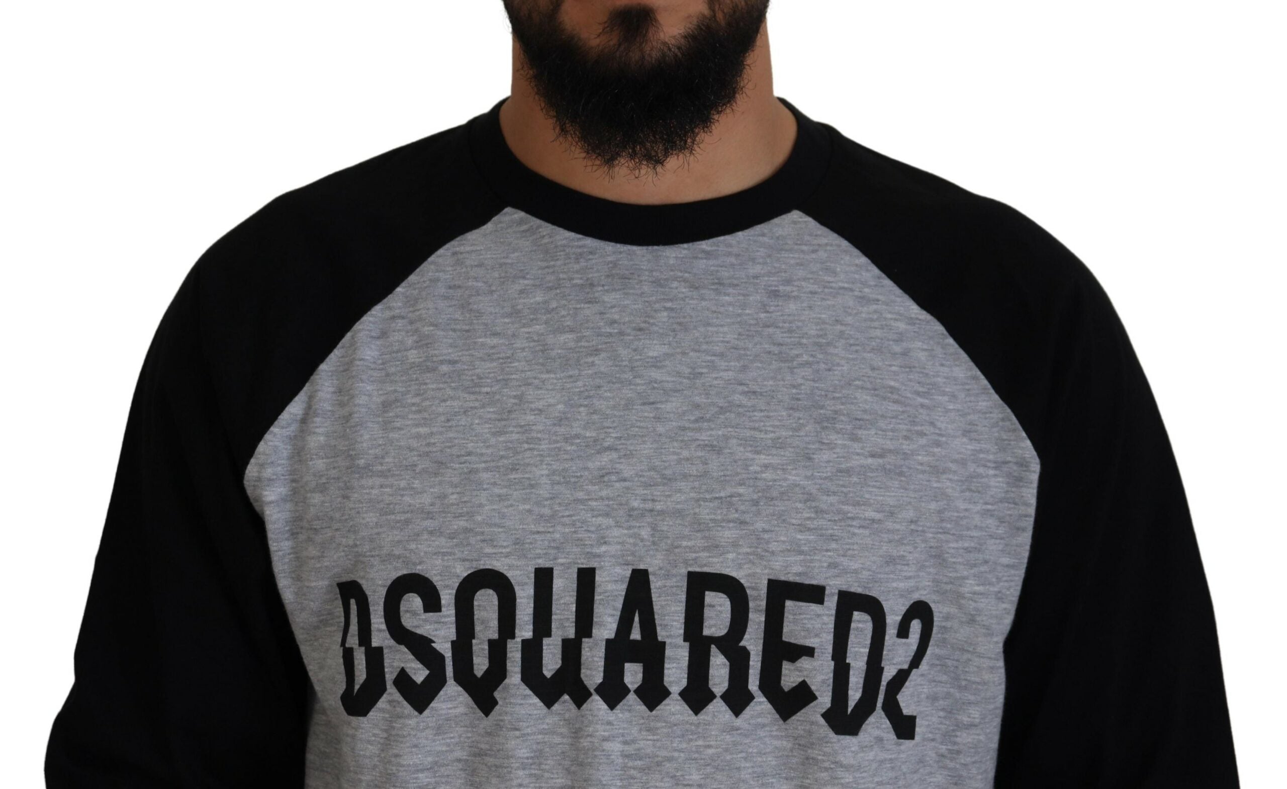 T-shirt Dsquared² Δίχρωμο με μακρυμάνικο στάμπα με λαιμόκοψη