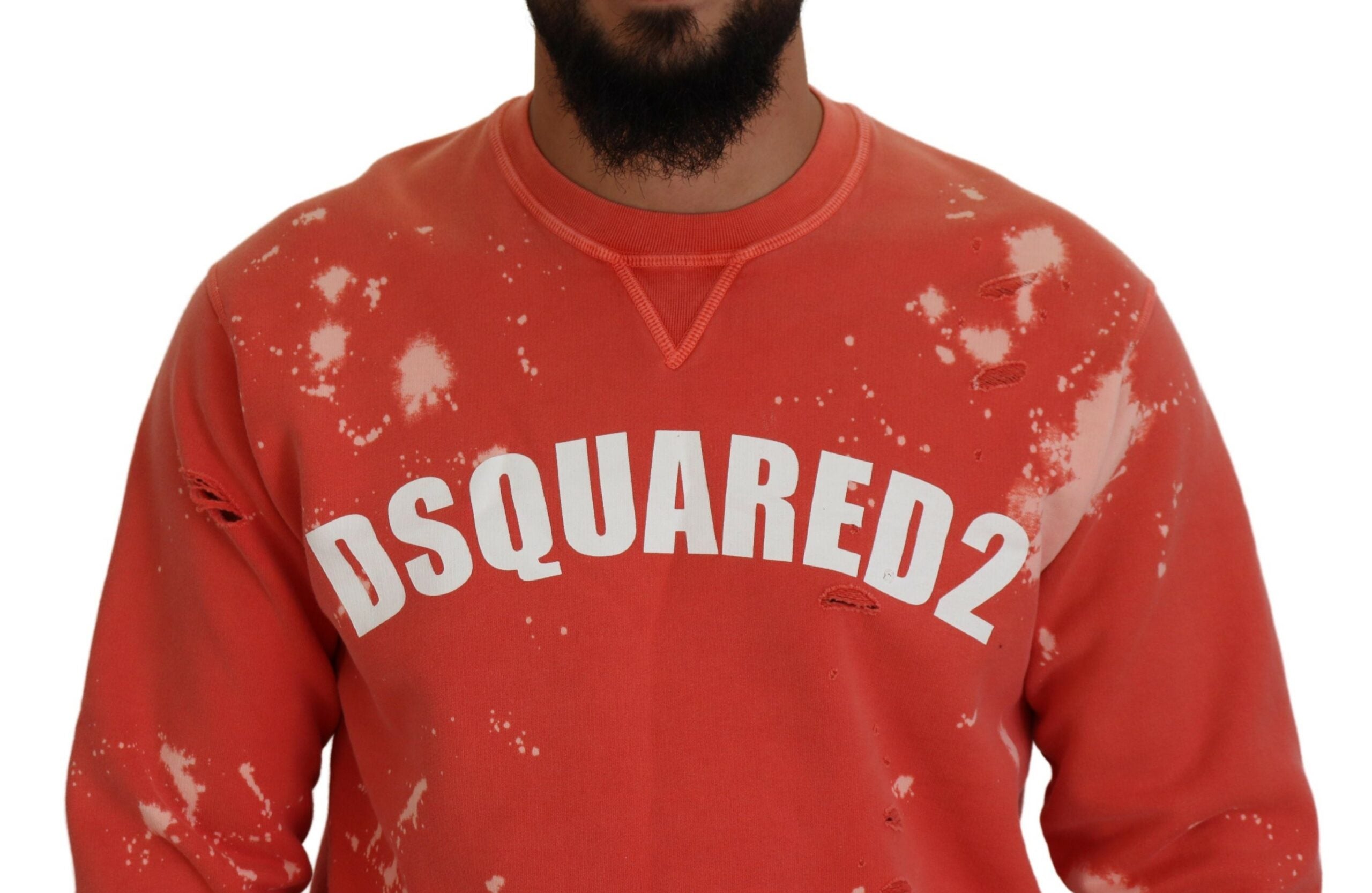 Dsquared² Orange Printed Long Sleeves Pullover Sweater