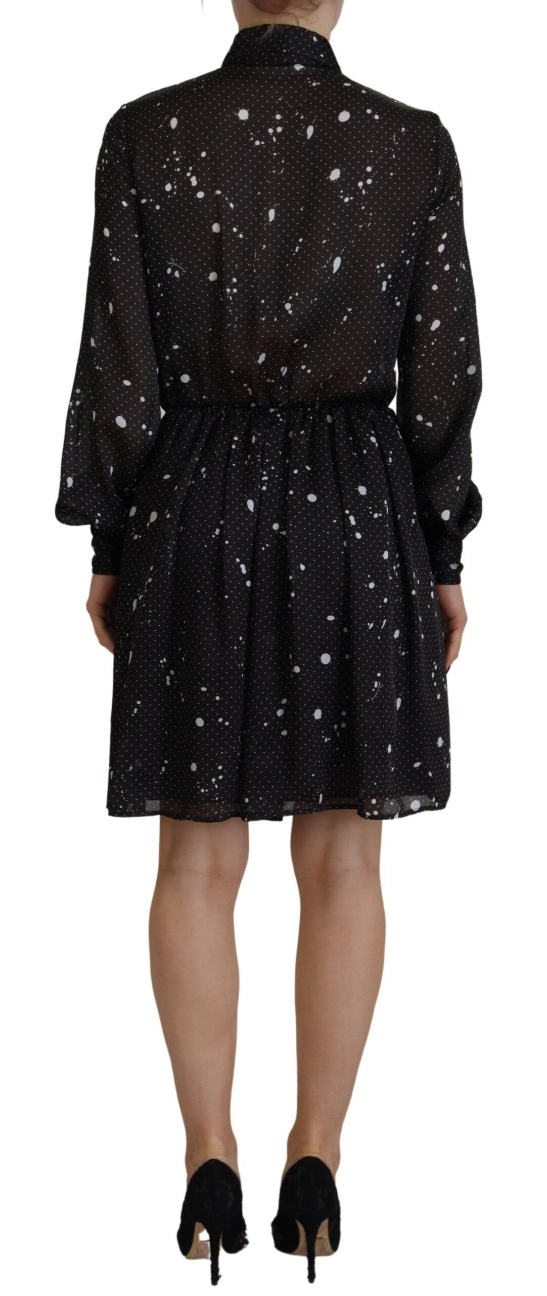 Dsquared² Black Polka Dot Long Sleeves Button Down Dress