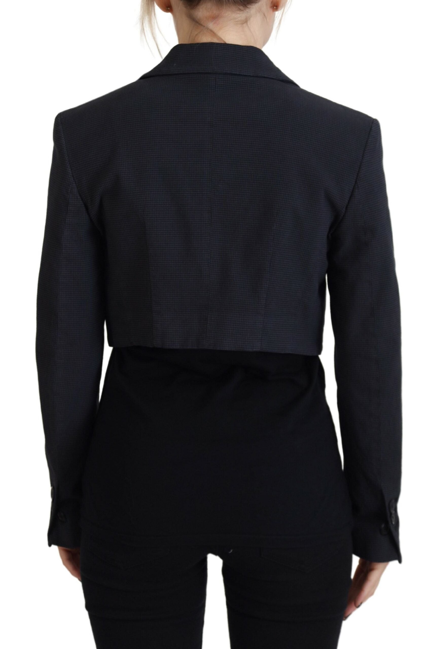 Dsquared² Black Cotton Cropped Button Blazer Jacket