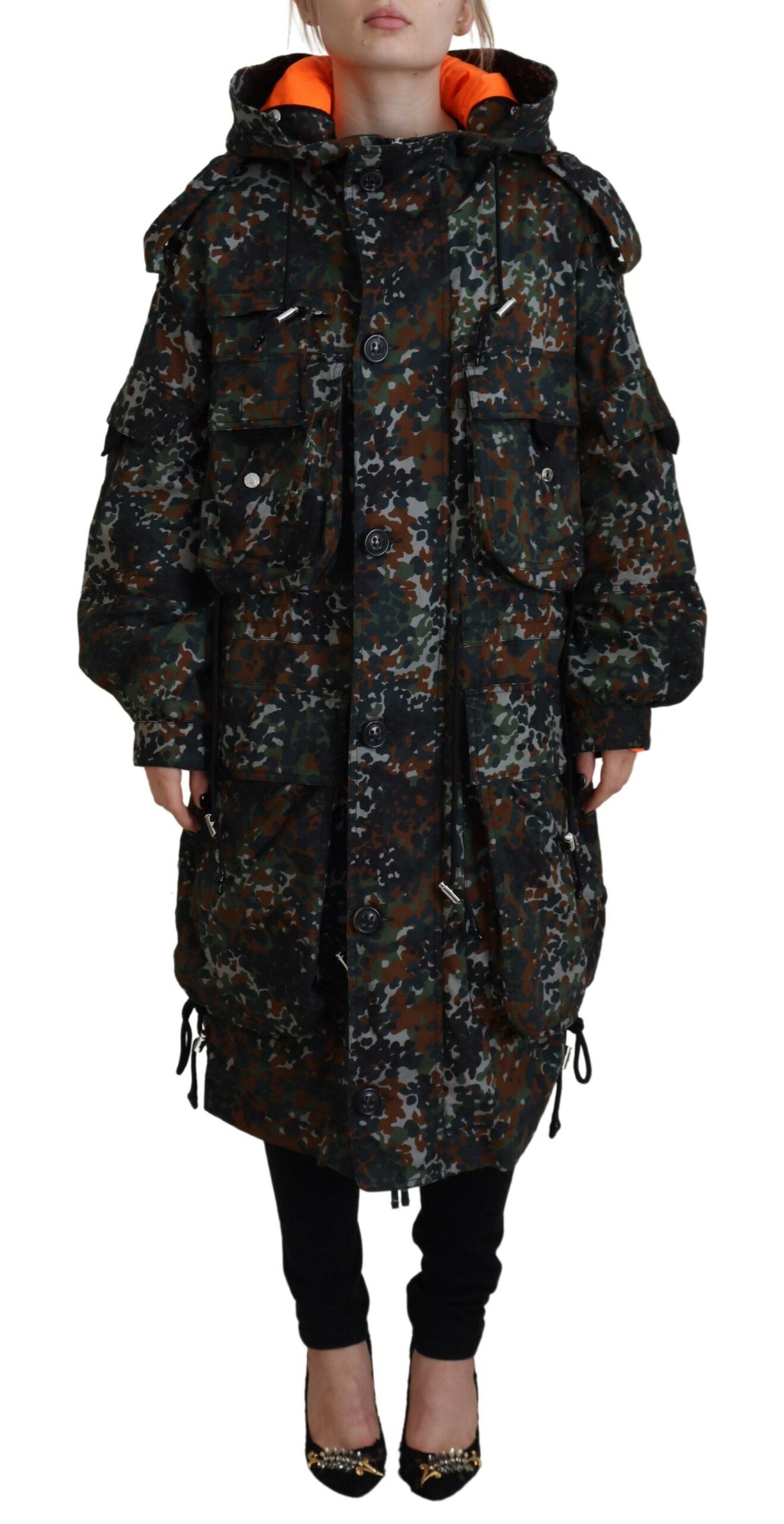 Dsquared² Μπουφάν Parka με πράσινη κουκούλα Goth με στάμπα παραλλαγής