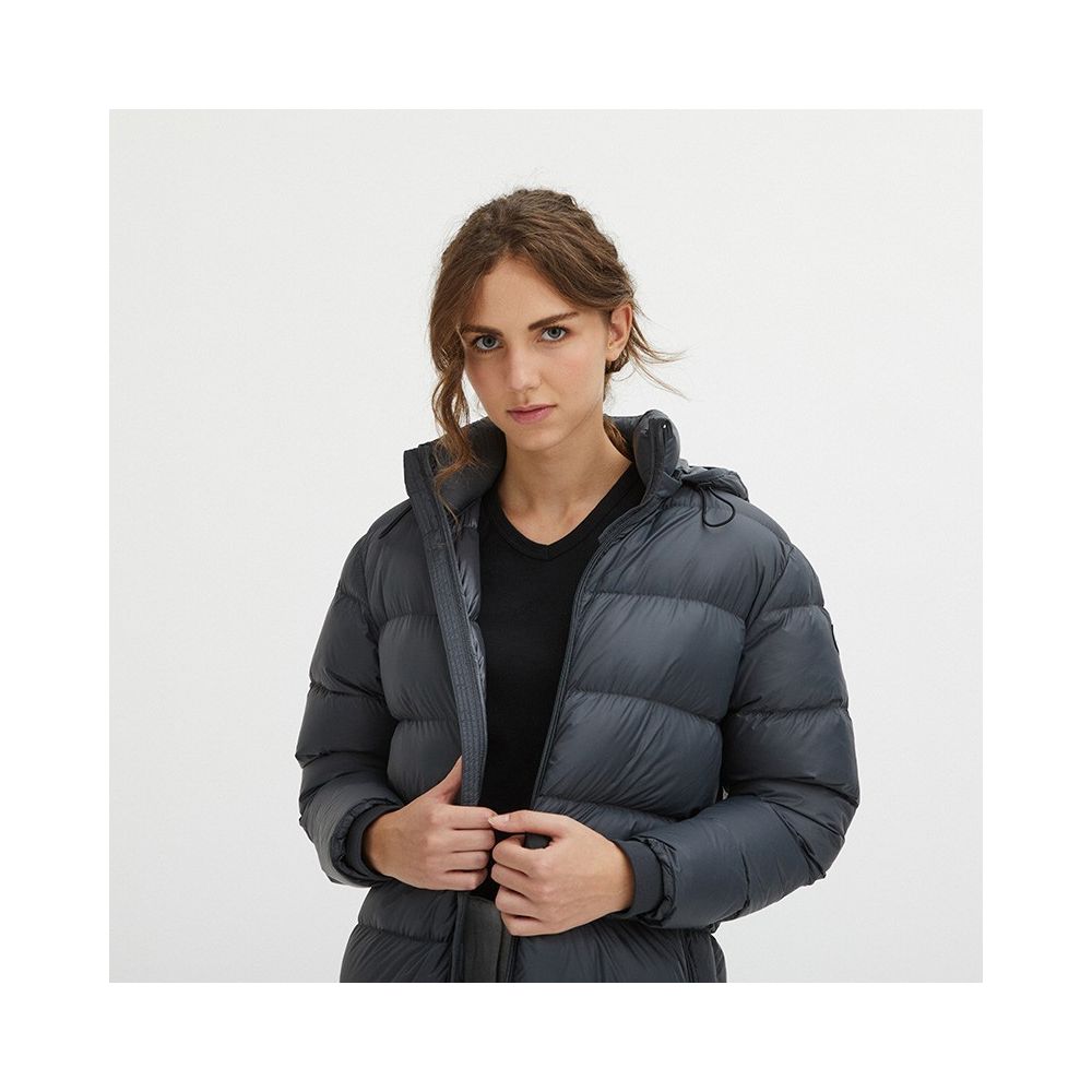 Centogrammi Luxurious Padded Hooded Jacket in Dark Grey