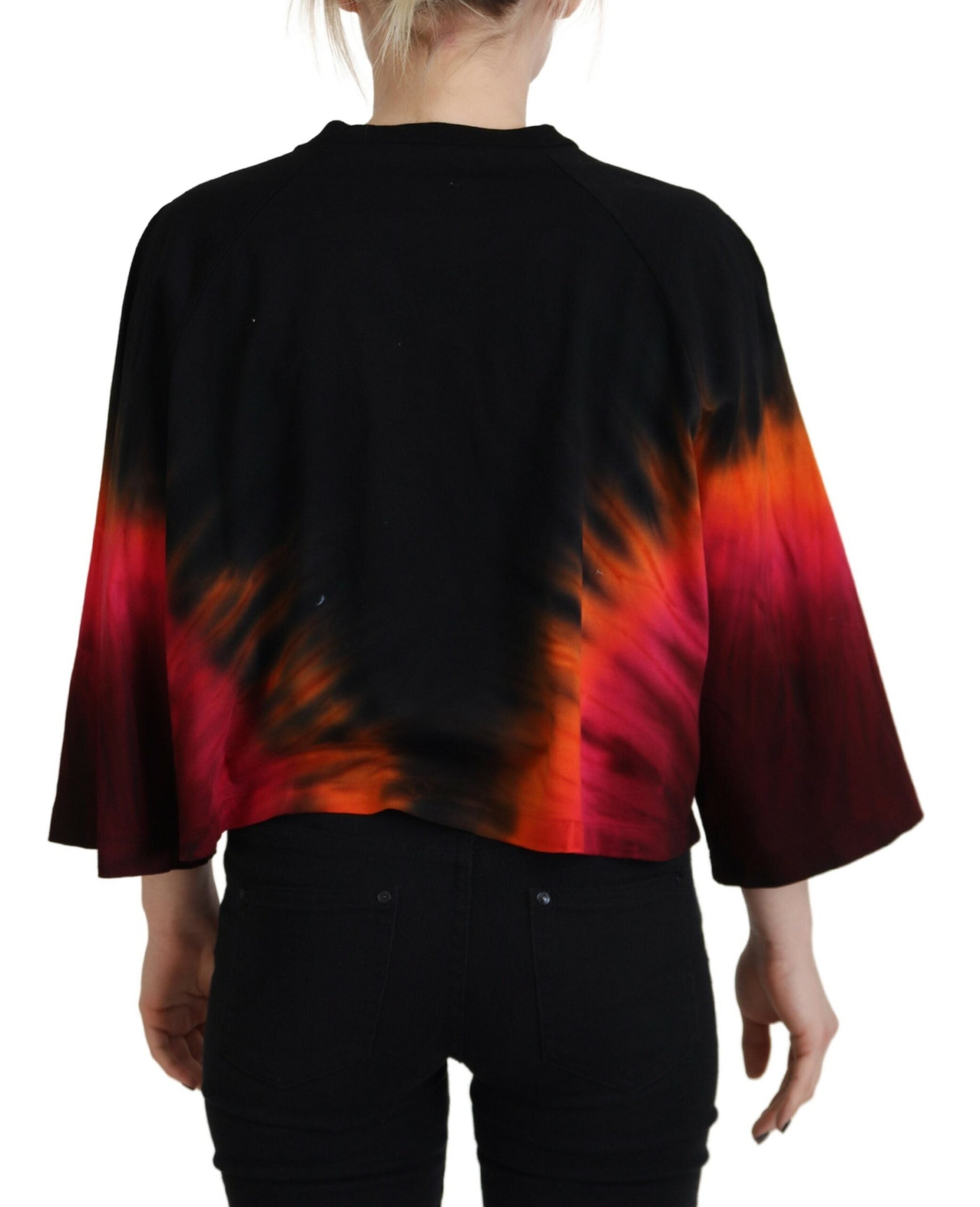 Dsquared² Μαύρο Cotton Tie Dye Crew Neck Casual Top