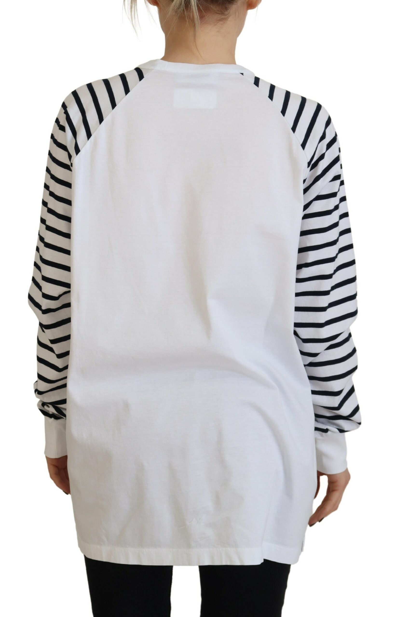 Dsquared² White Cotton Striped Crew Neck Short Sleeve Sweater