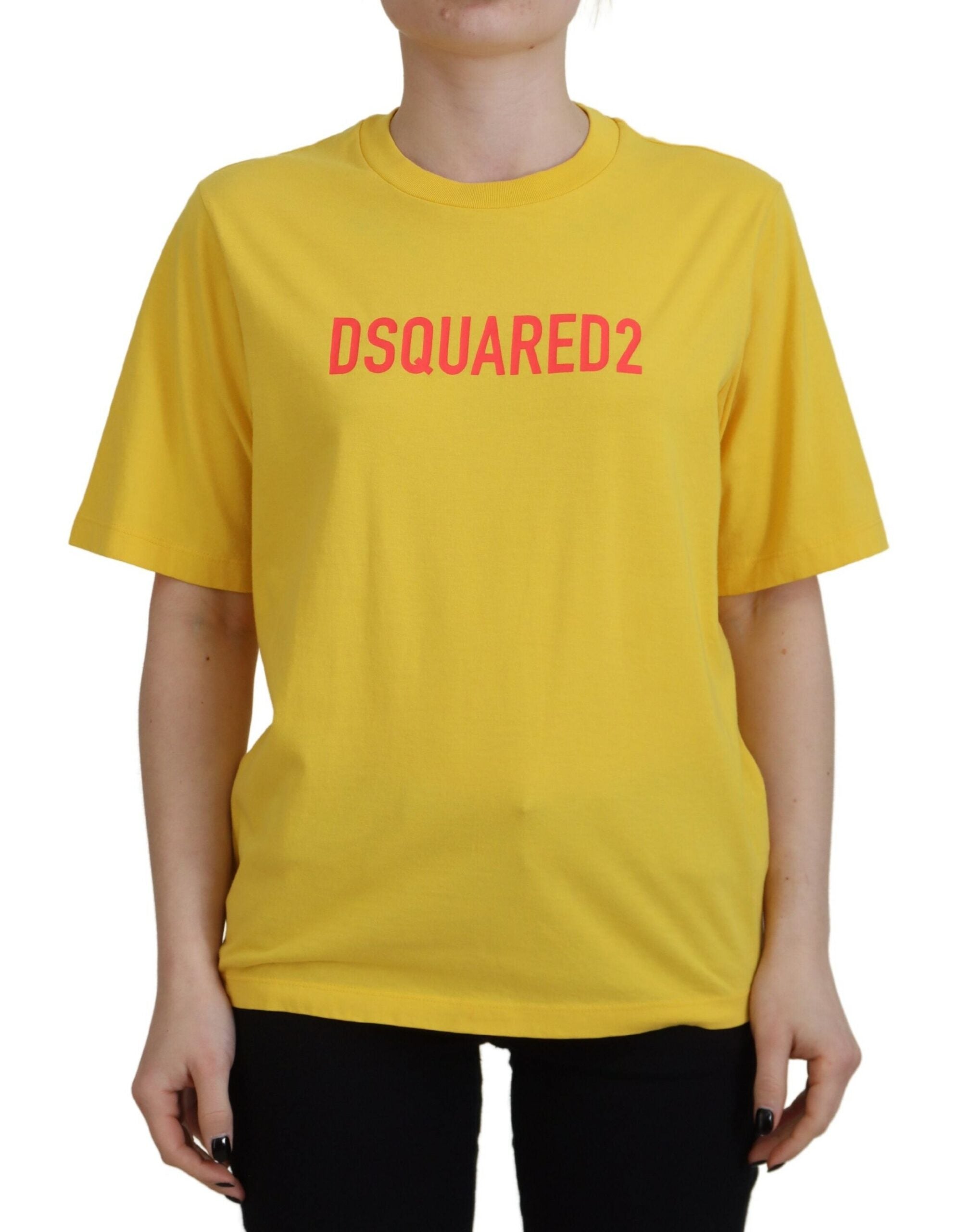 Μπλουζάκι με κίτρινο λογότυπο Dsquared² Βαμβακερό μπλουζάκι Easy Tee