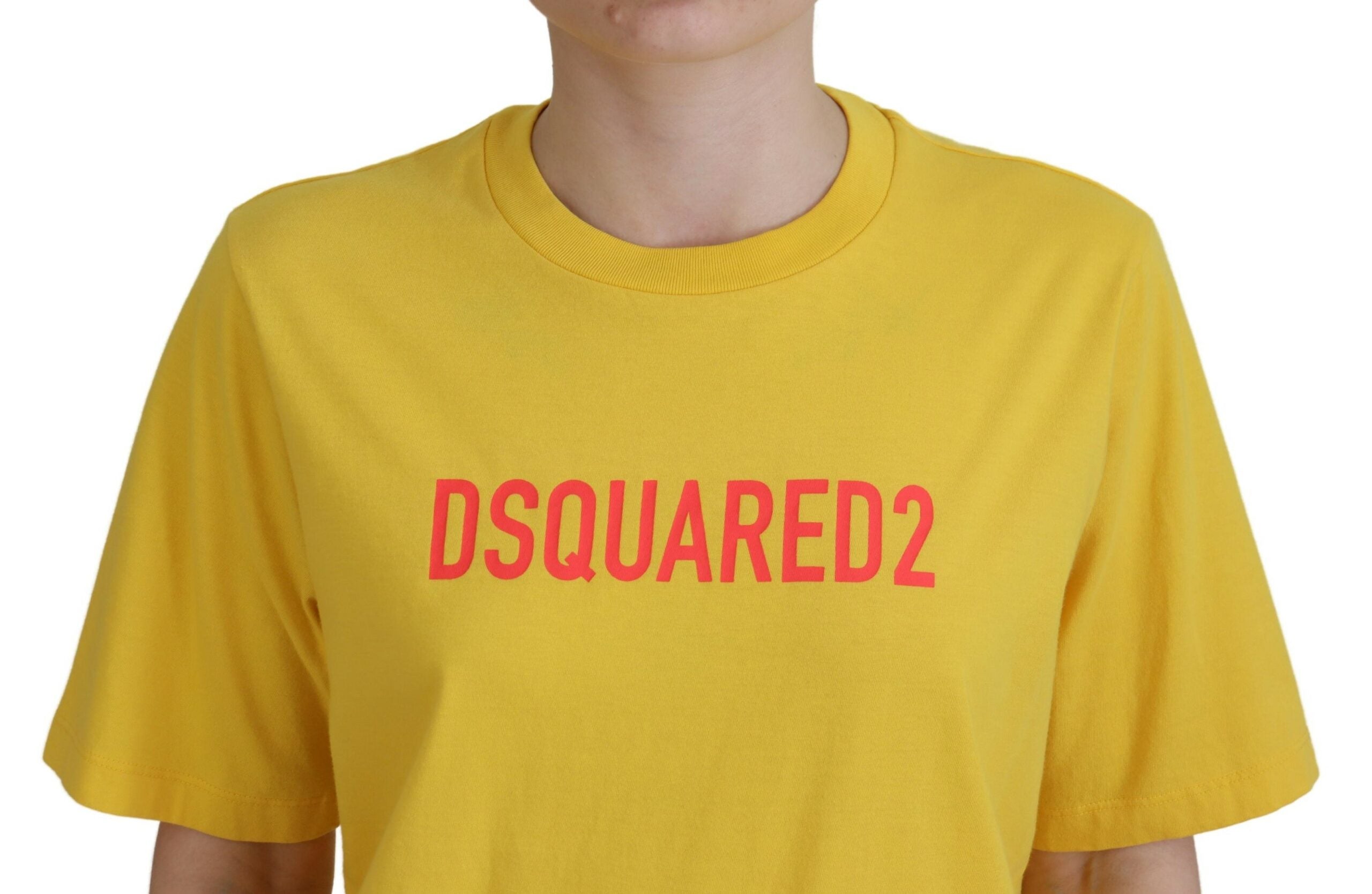 Μπλουζάκι με κίτρινο λογότυπο Dsquared² Βαμβακερό μπλουζάκι Easy Tee