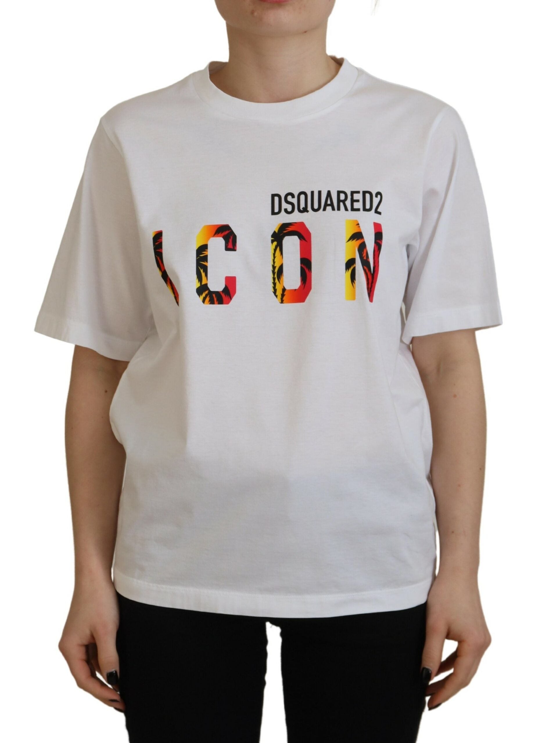 T-shirt Dsquared² Λευκό βαμβακερό γυαλιστερό Icon East Tee Crewneck T-shirt