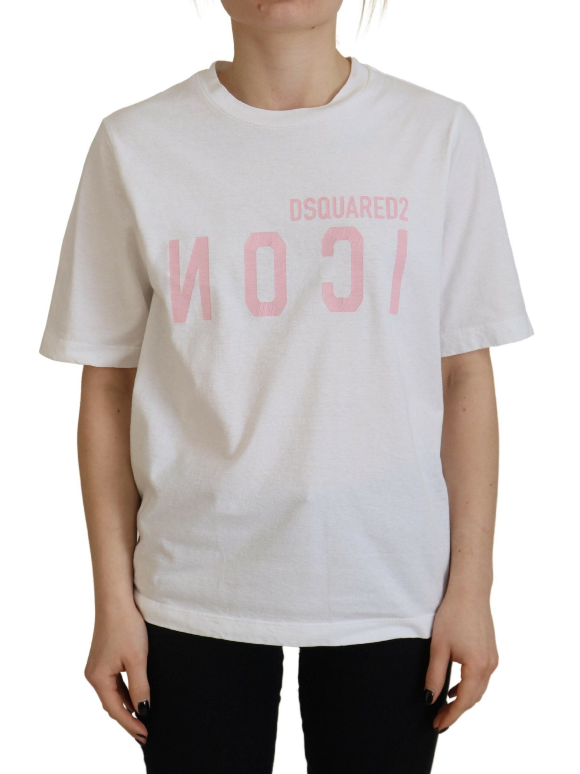 T-shirt Dsquared² Λευκό βαμβακερό γυαλιστερό Icon East Tee Crewneck T-shirt