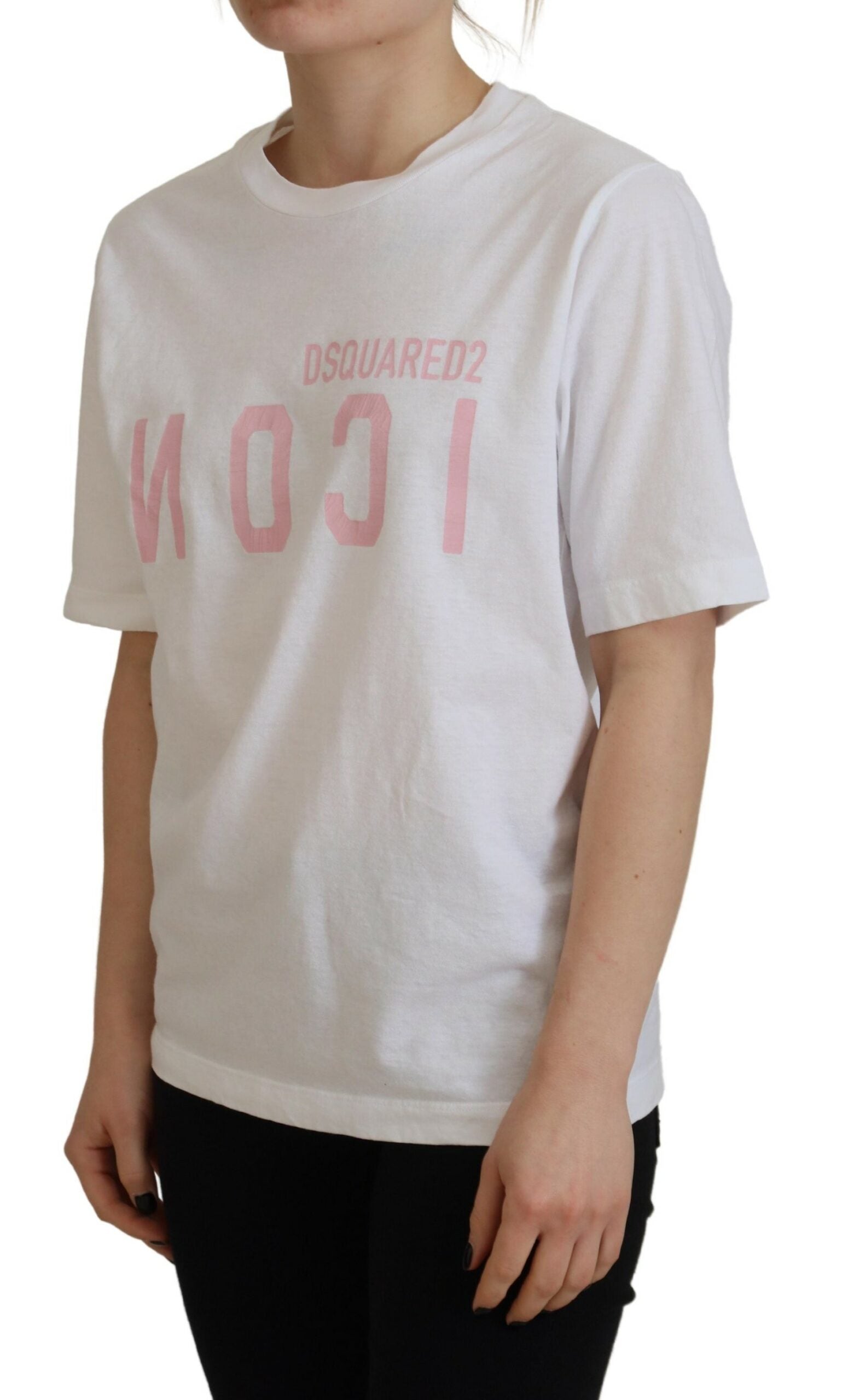 T-shirt Dsquared² Λευκό βαμβακερό γυαλιστερό Icon East Tee Crewneck T-shirt