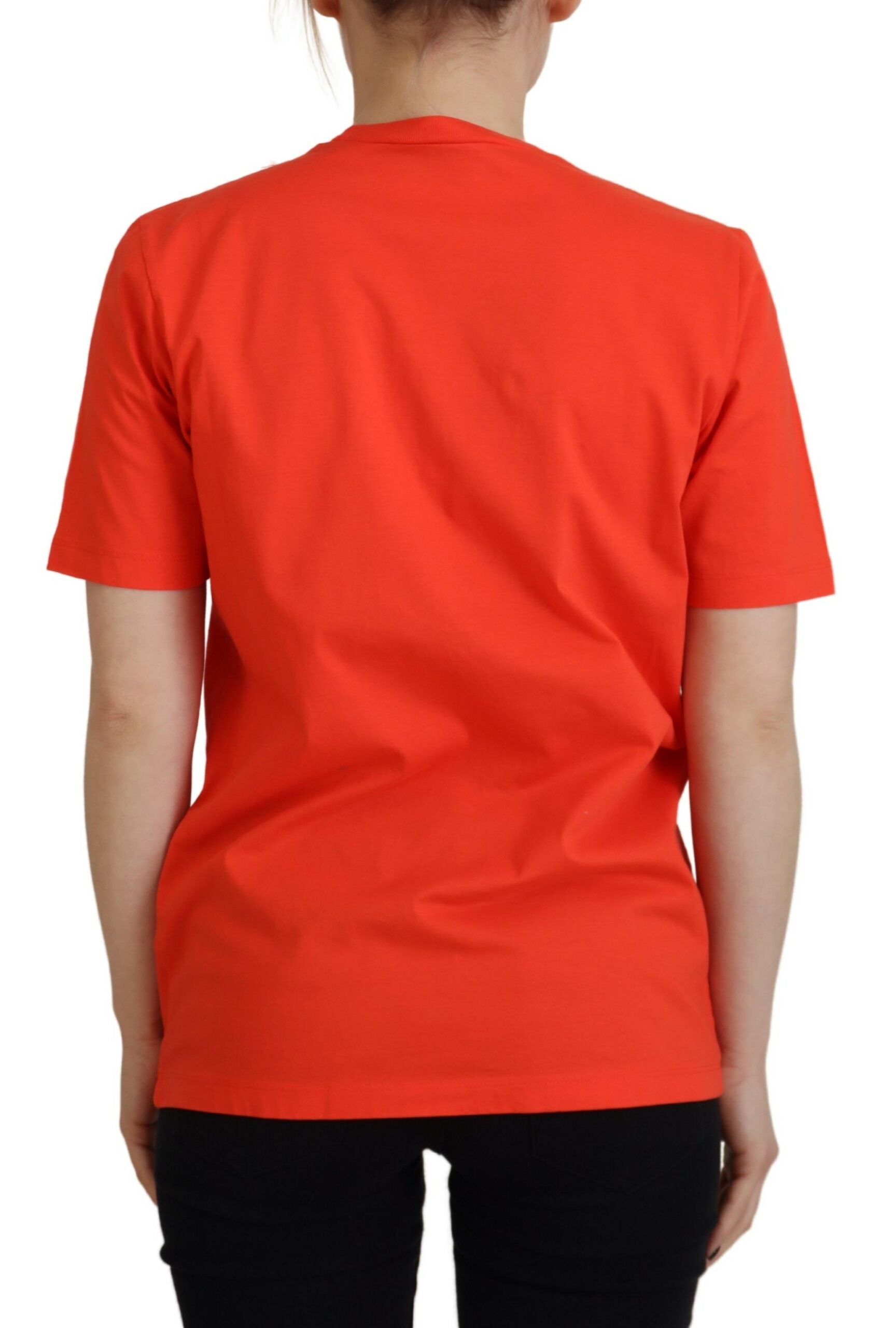 T-shirt Dsquared² Πορτοκαλί βαμβακερό γυαλιστερό Icon East Tee Crewnneck