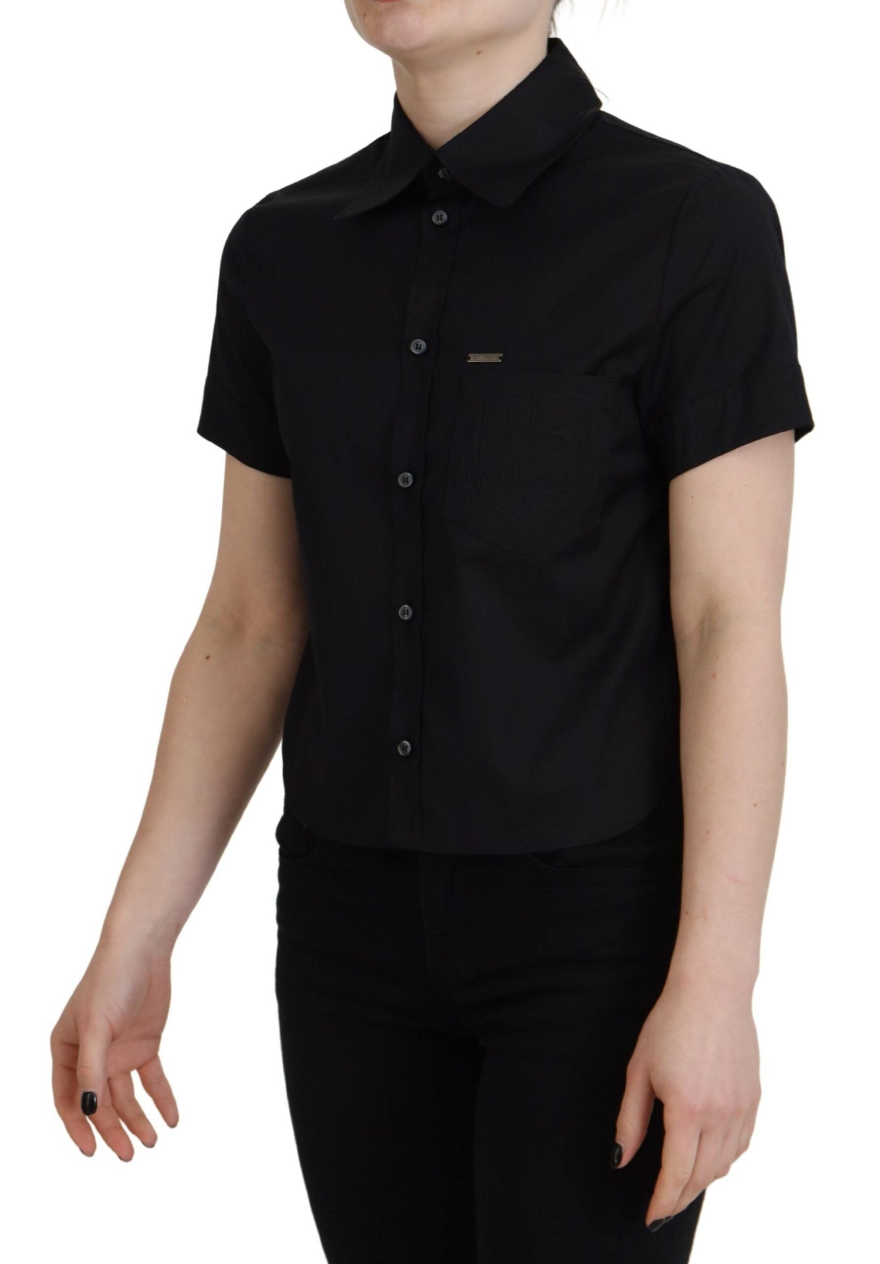 Dsquared² Black Collared Button Down Short Sleeves Polo Top