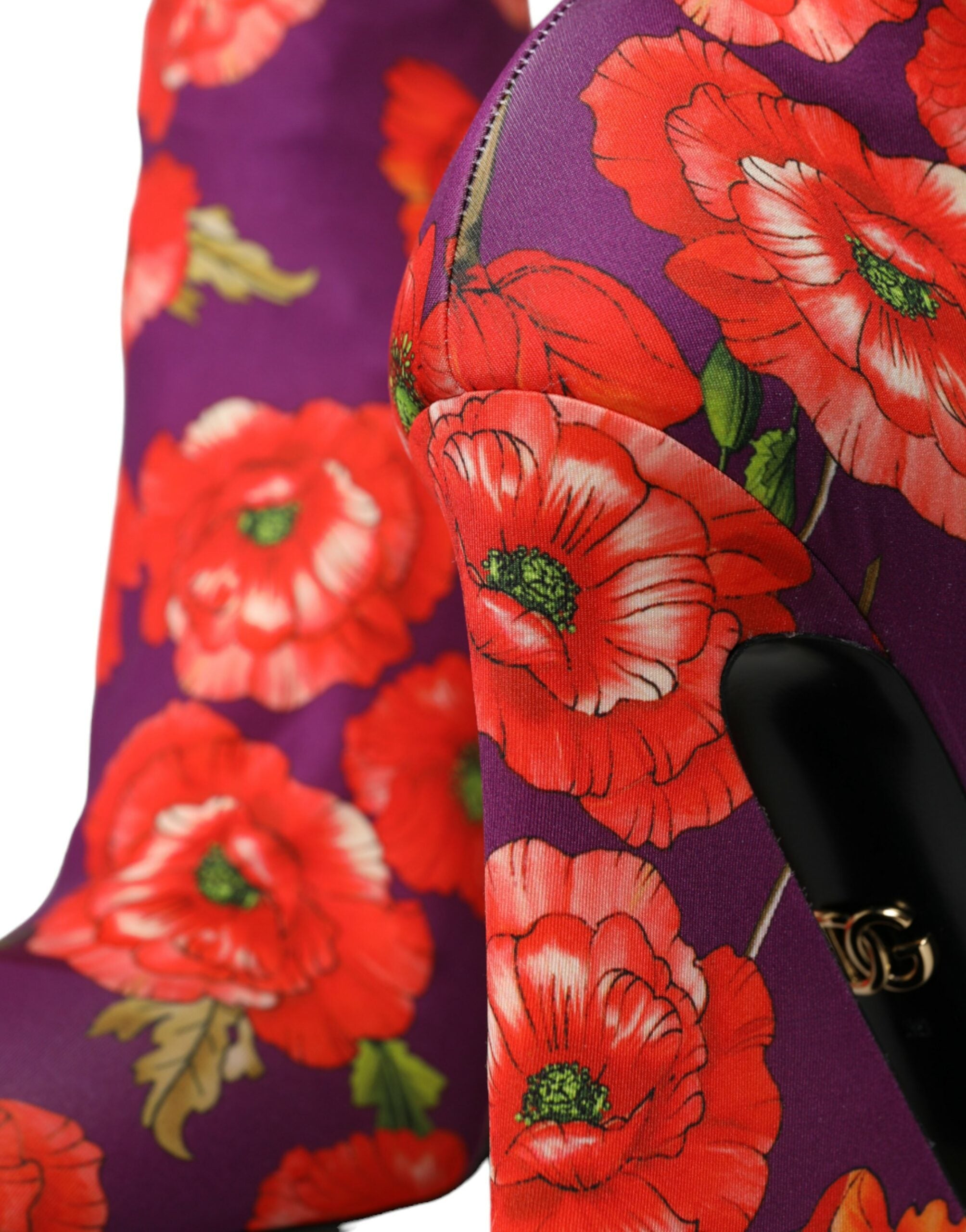 Παπούτσια Stretch μπότες Dolce &amp; Gabbana Purple Floral Jersey