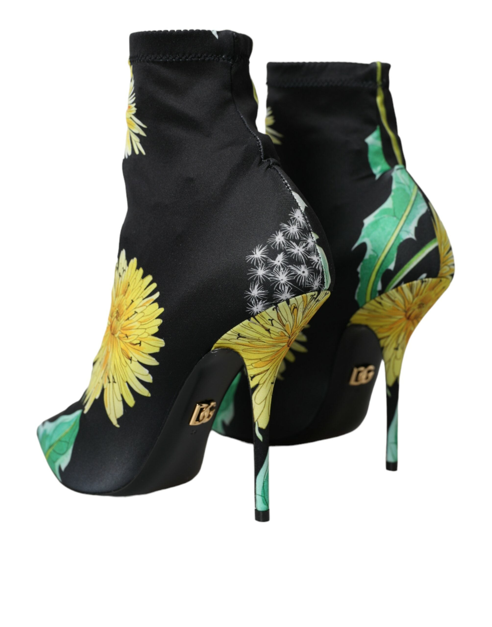 Παπούτσια Dolce &amp; Gabbana Black Floral Ζέρσεϊ Stretch Boots