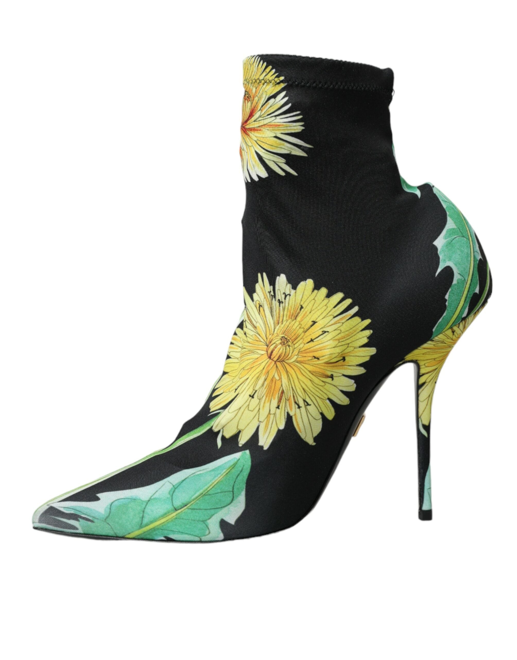 Παπούτσια Dolce &amp; Gabbana Black Floral Ζέρσεϊ Stretch Boots