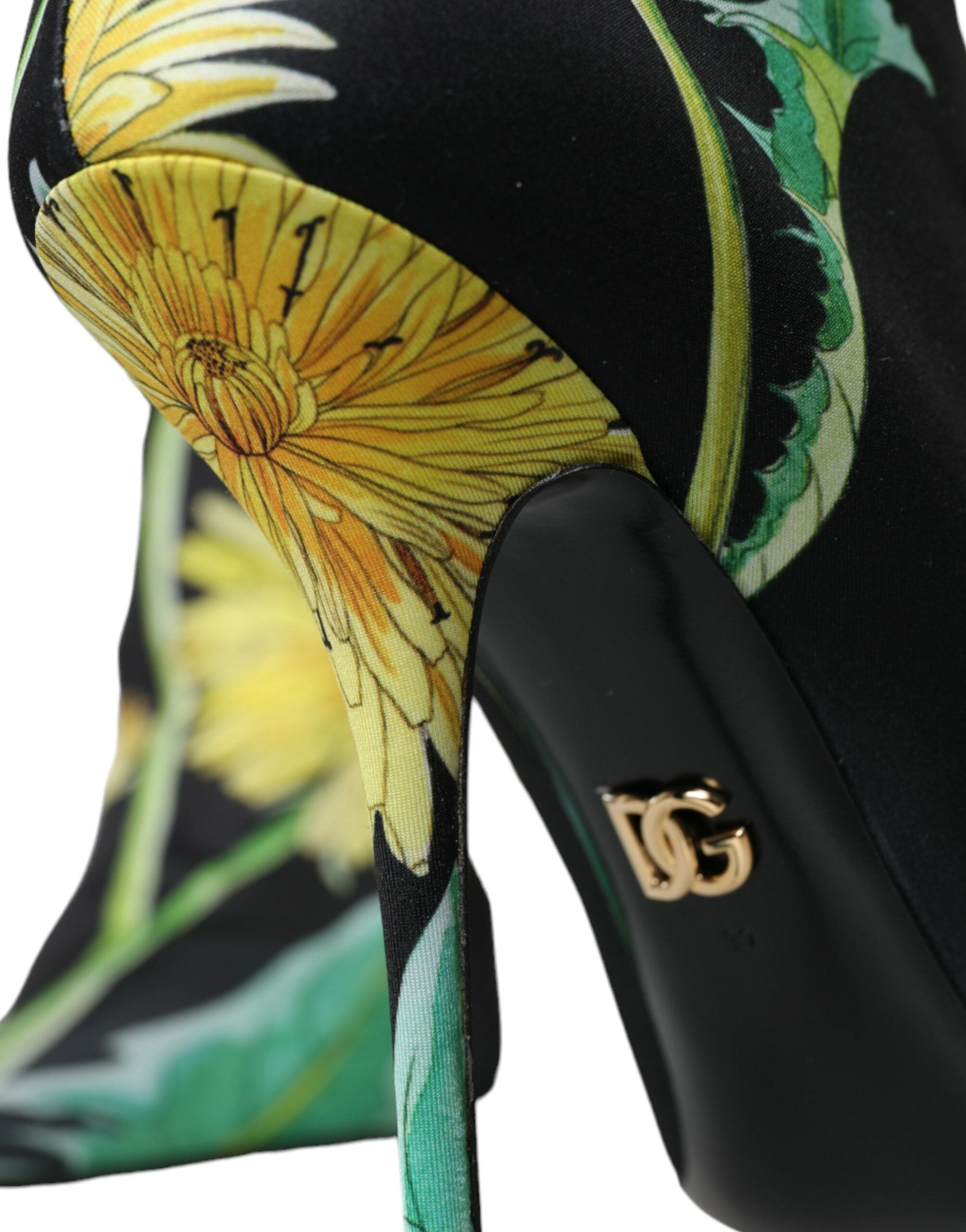 Παπούτσια Dolce &amp; Gabbana Black Floral Ζέρσεϊ Stretch Boots