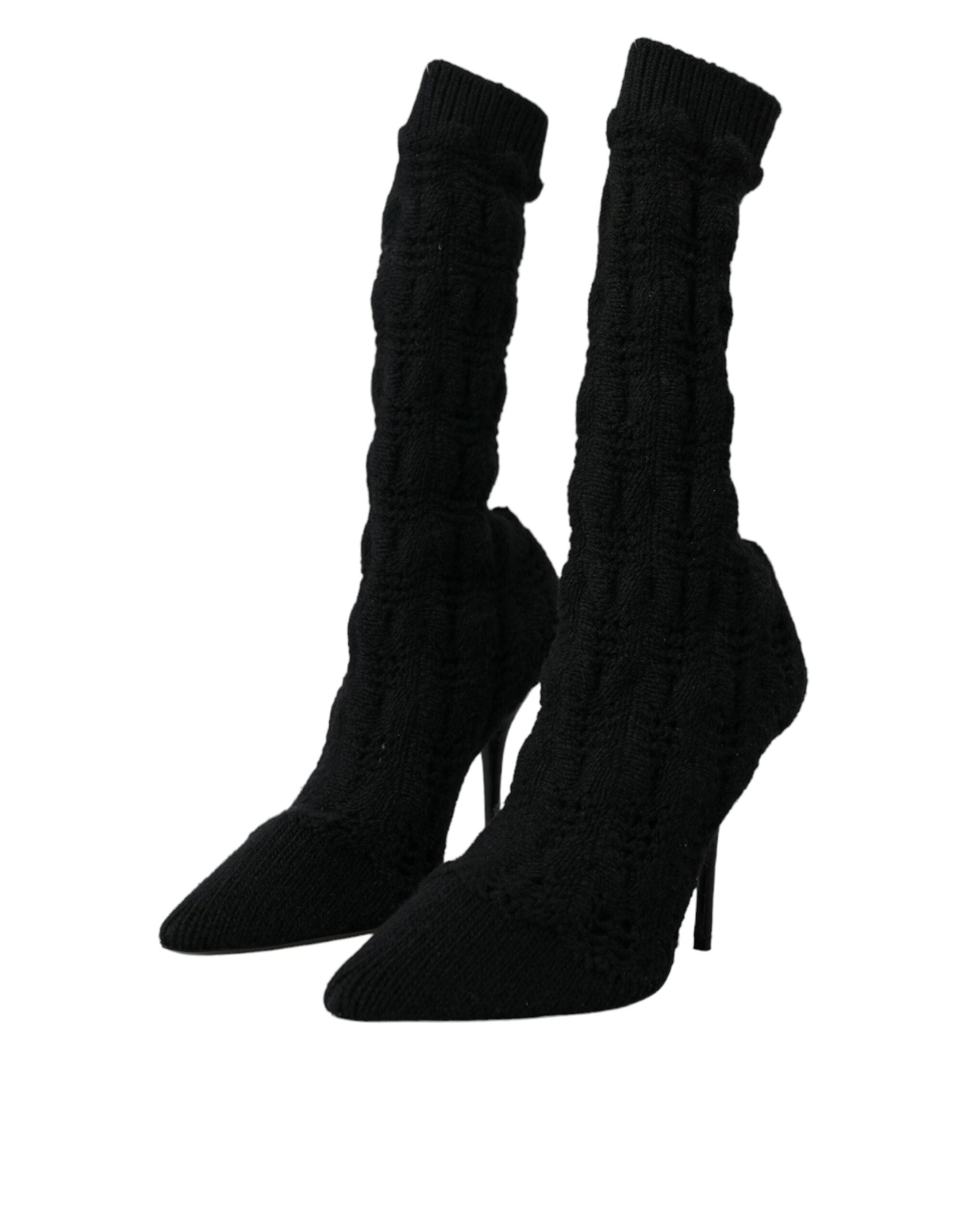 Παπούτσια Dolce &amp; Gabbana Black Stiletto Heels Mid Calf Boots