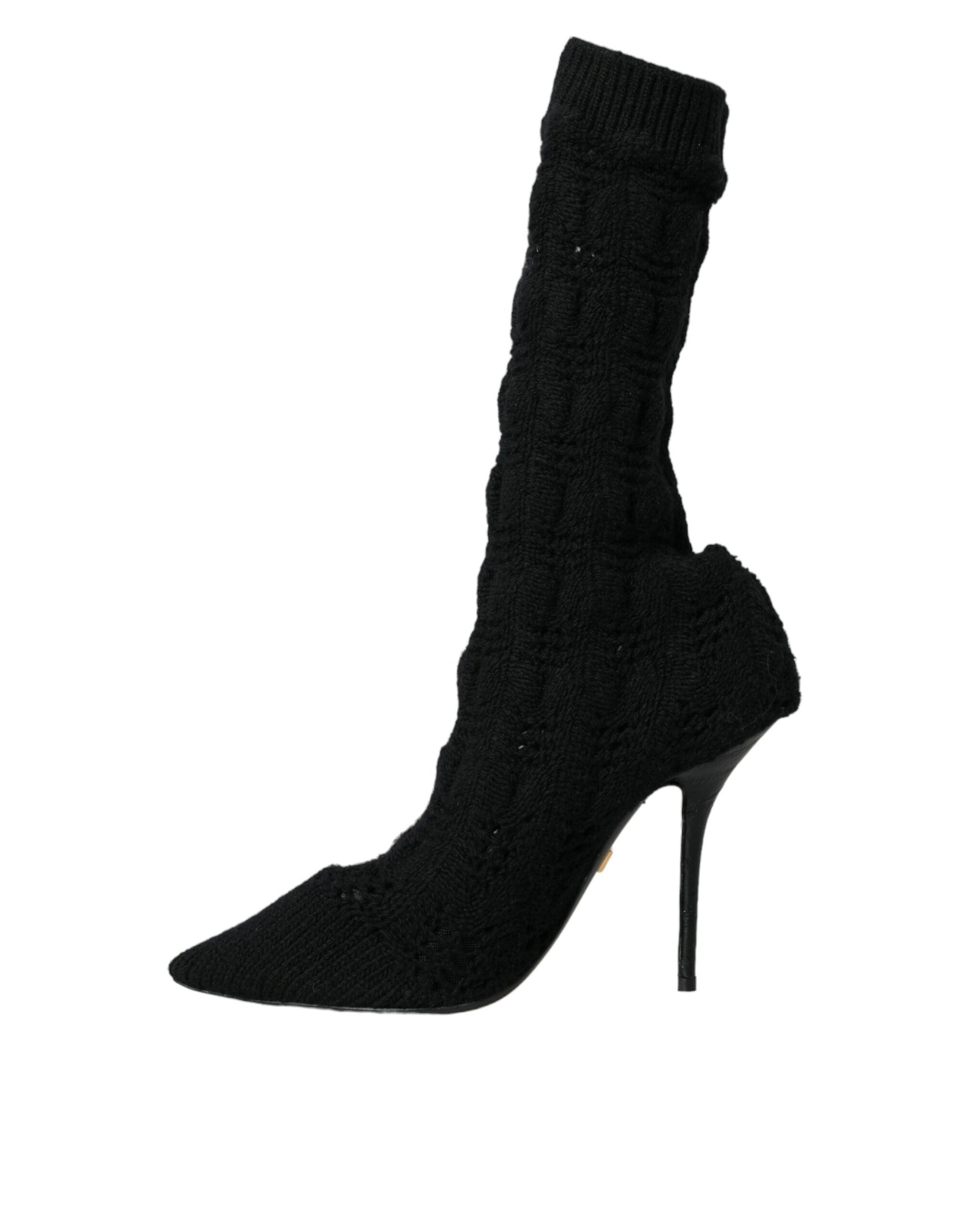 Παπούτσια Dolce &amp; Gabbana Black Stiletto Heels Mid Calf Boots