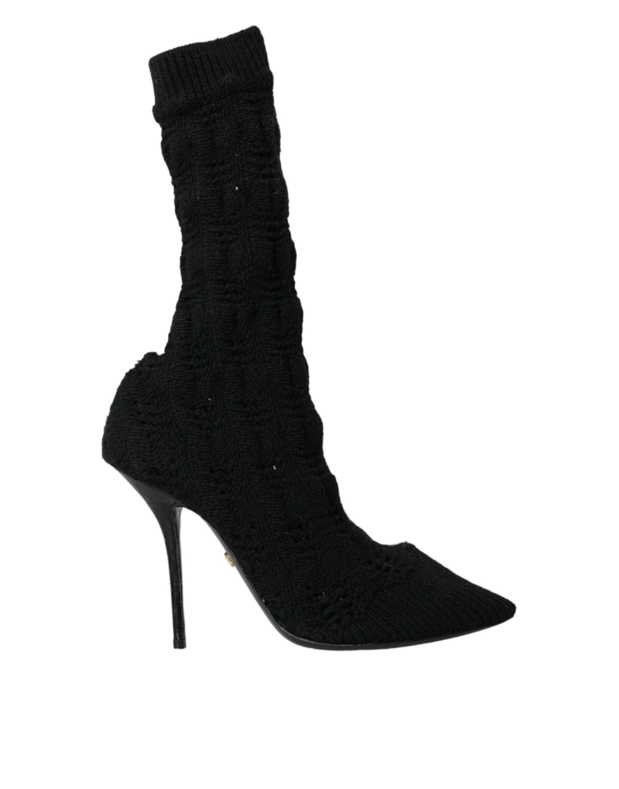 Παπούτσια Dolce &amp; Gabbana Black Stiletto Heels Mid Calf Boots