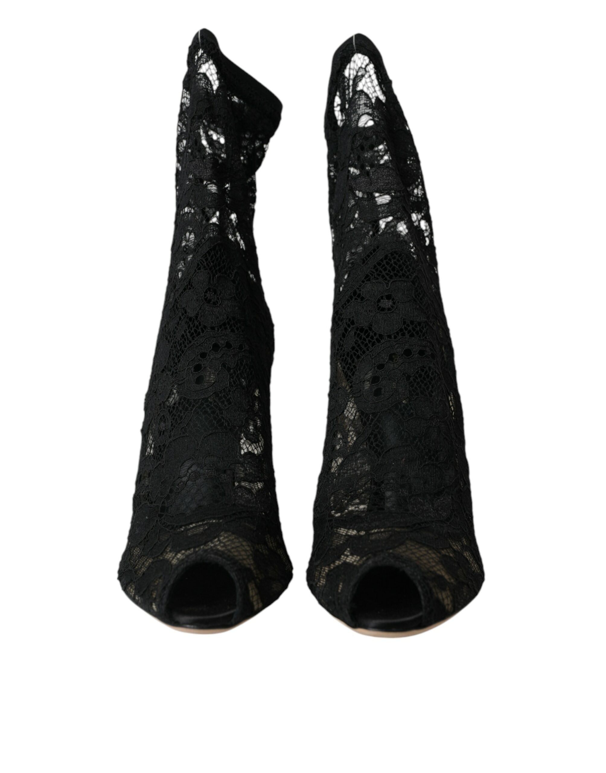 Παπούτσια Dolce &amp; Gabbana Black Stretch Taormina Lace Boots