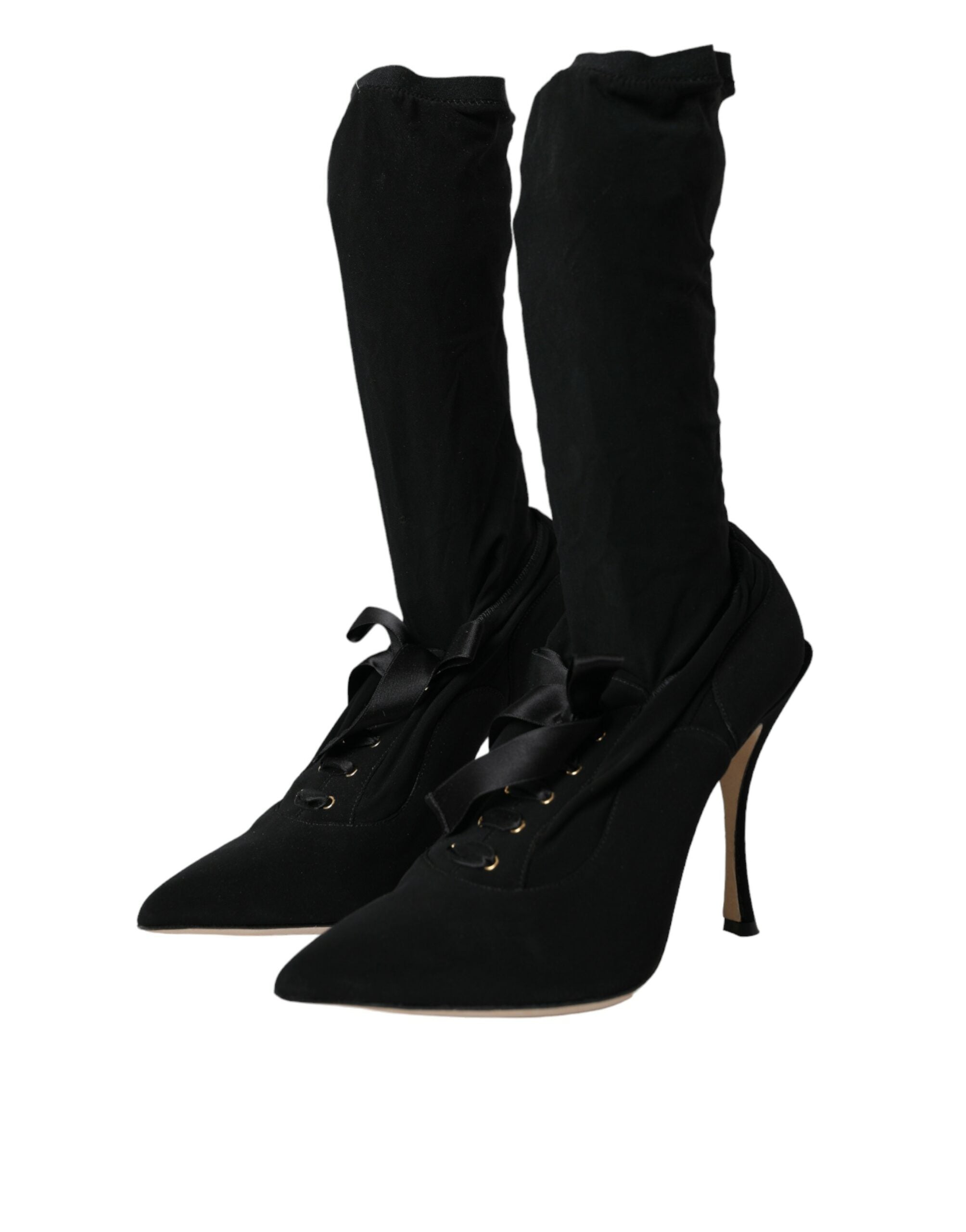 Παπούτσια Dolce &amp; Gabbana Black Stiletto Heels Mid Calf Boots