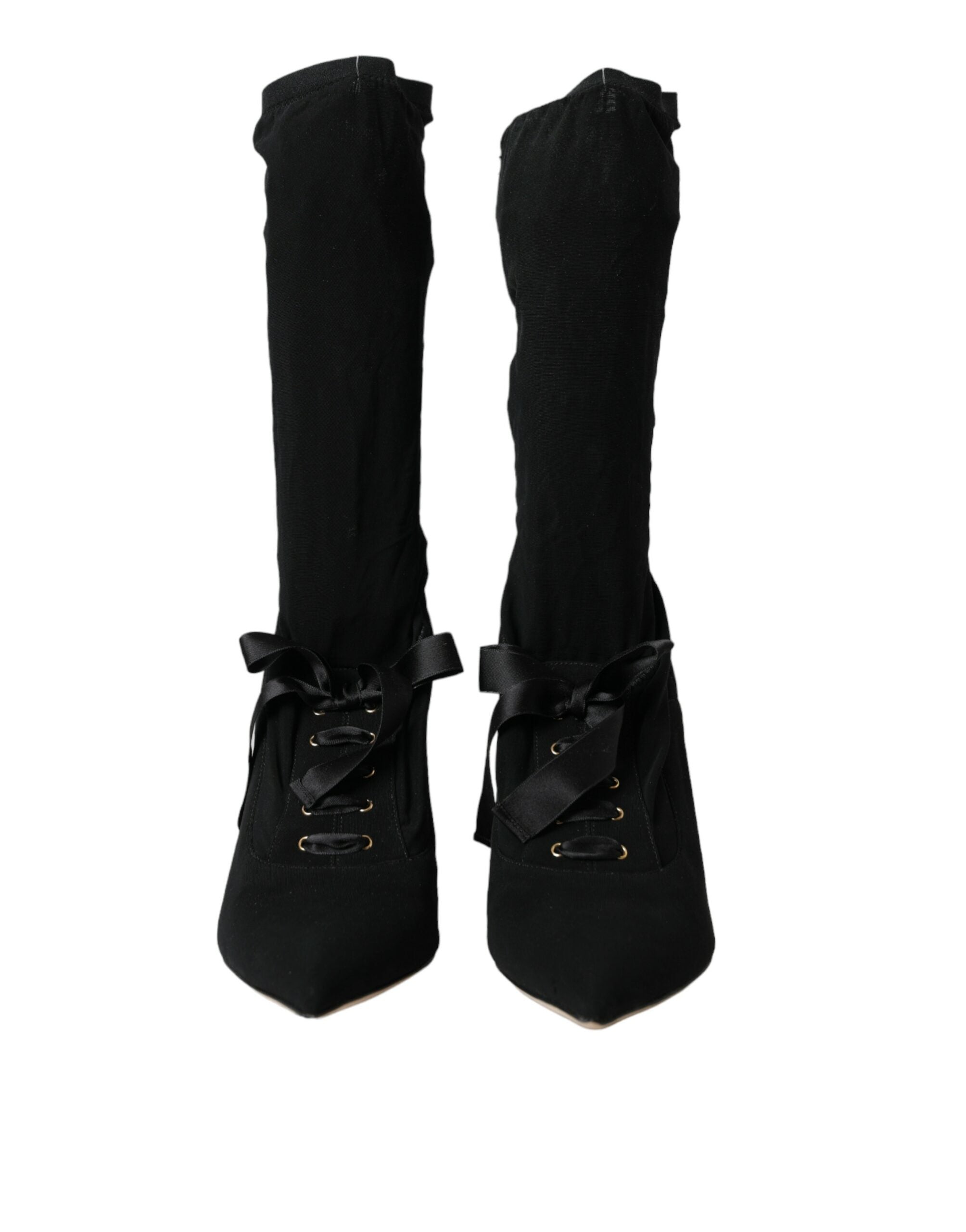 Παπούτσια Dolce &amp; Gabbana Black Stiletto Heels Mid Calf Boots