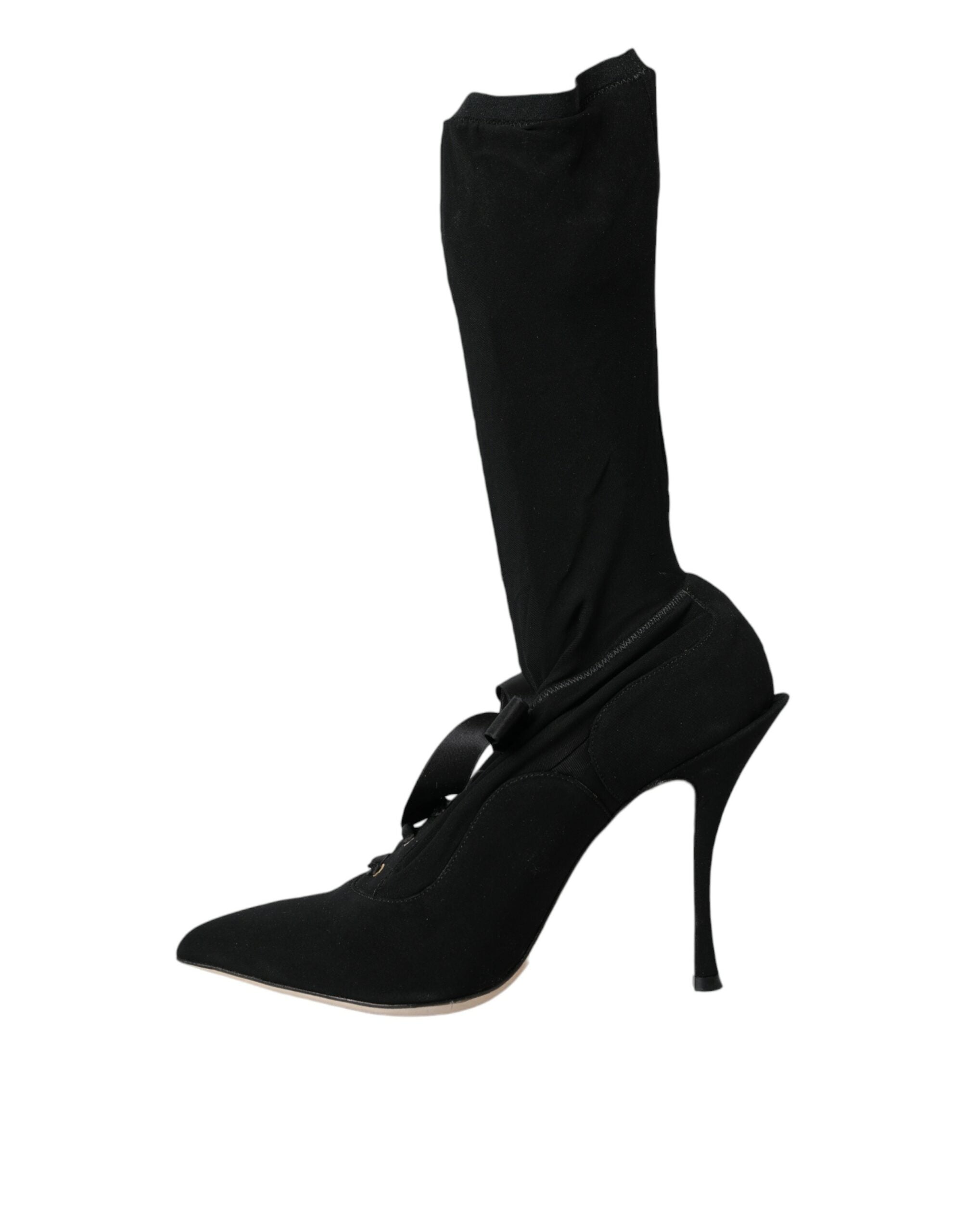 Παπούτσια Dolce &amp; Gabbana Black Stiletto Heels Mid Calf Boots