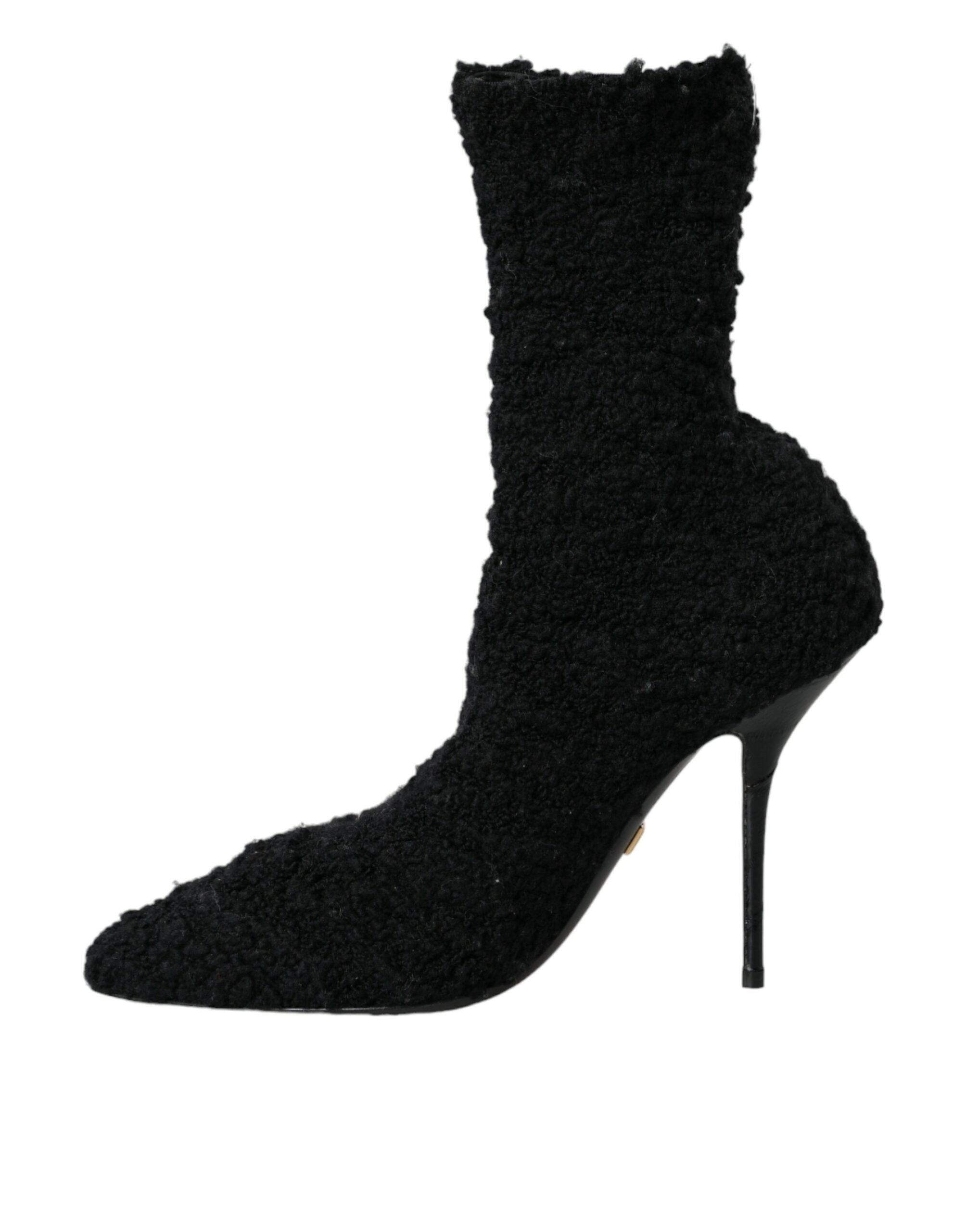 Παπούτσια Dolce &amp; Gabbana Black Stiletto Heels Mid Calf Boots