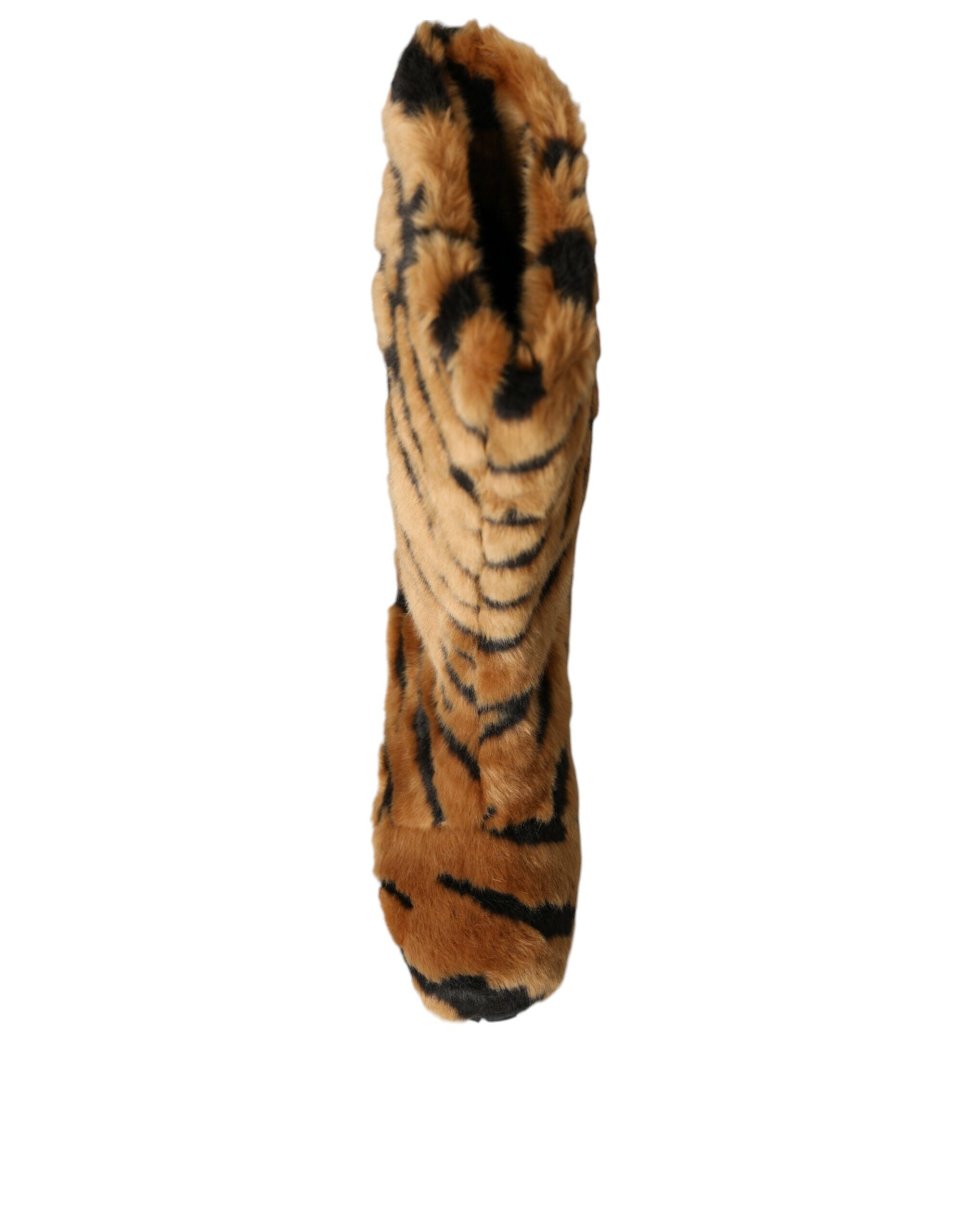 Παπούτσια Dolce &amp; Gabbana Brown Tiger Fur Leather Mid Calf Boots