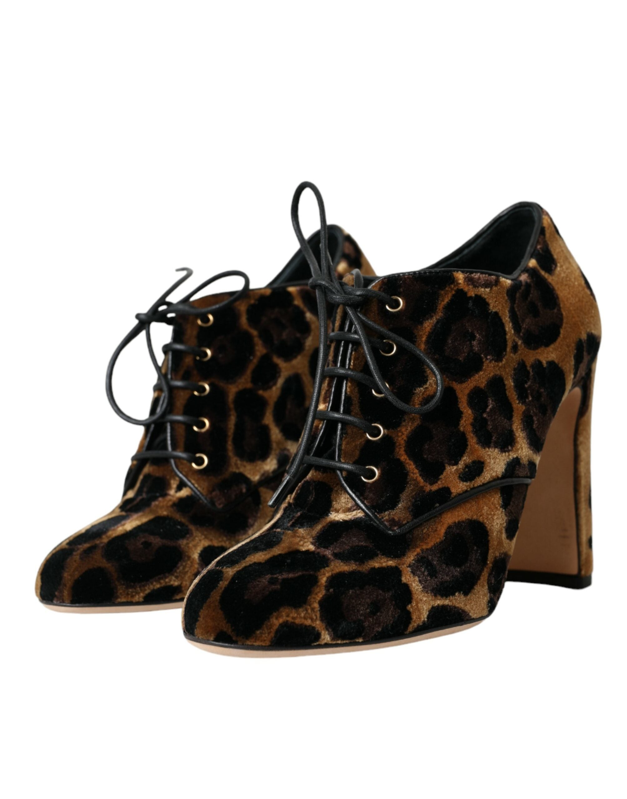 Παπούτσια Dolce &amp; Gabbana Brown Leopard Hair Lace Up Booties