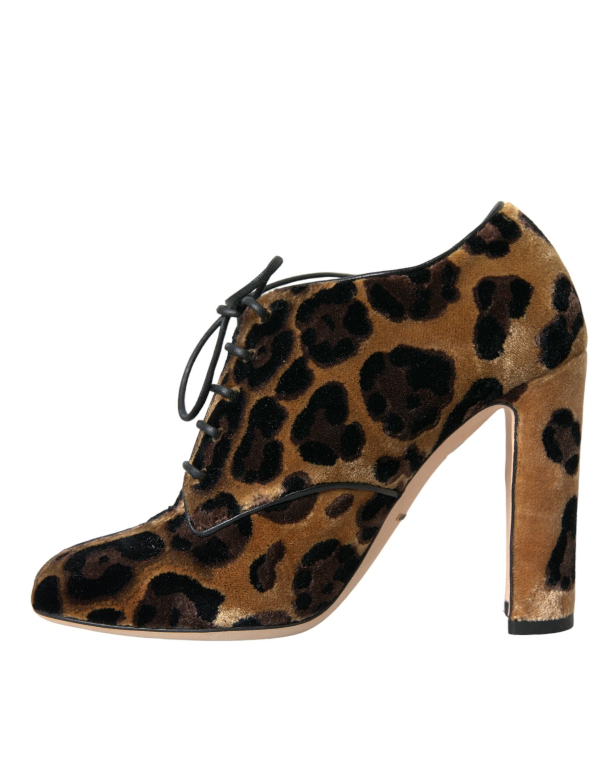 Παπούτσια Dolce &amp; Gabbana Brown Leopard Hair Lace Up Booties