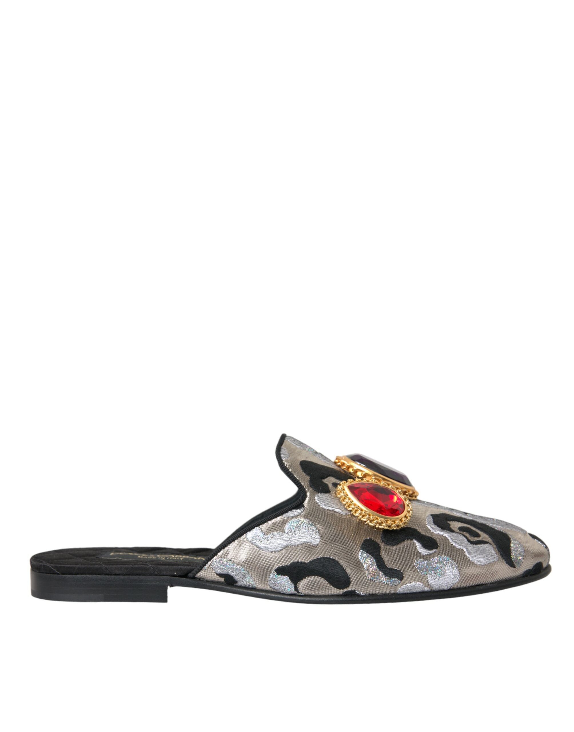 Παπούτσια Flat σανδάλια Dolce &amp; Gabbana Grey Jacquard Crystal Mule