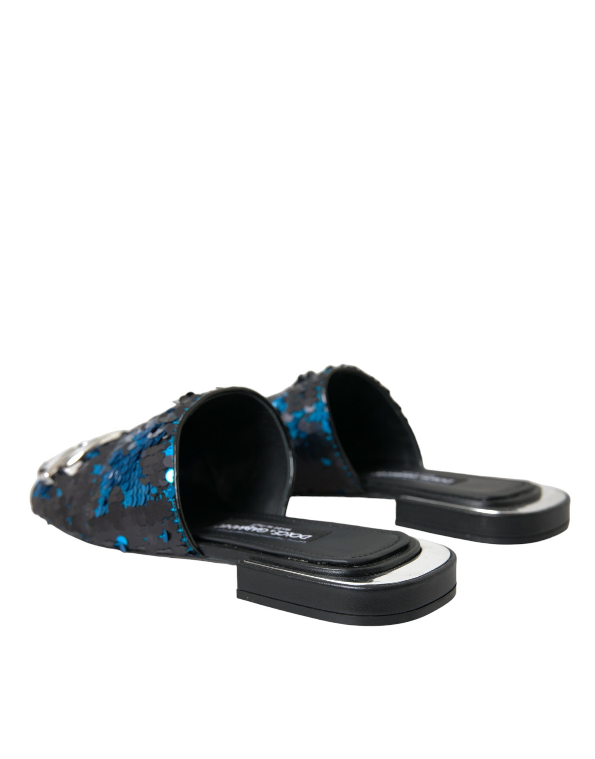 Παπούτσια σανδάλια με λογότυπο Dolce &amp; Gabbana Blue Sequin Slides