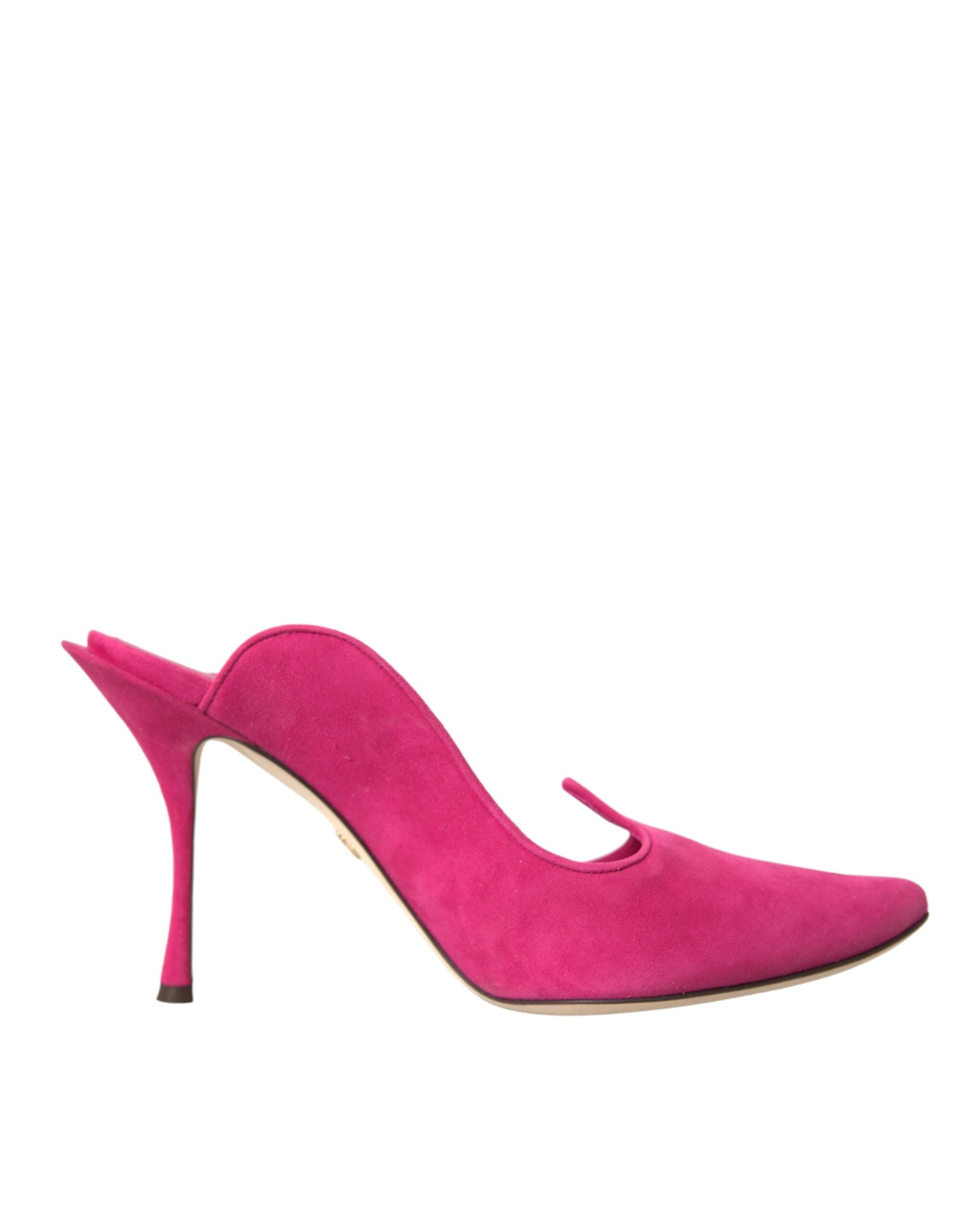 Παπούτσια Dolce &amp; Gabbana Fuchsia Suede Leather Mules Sandals