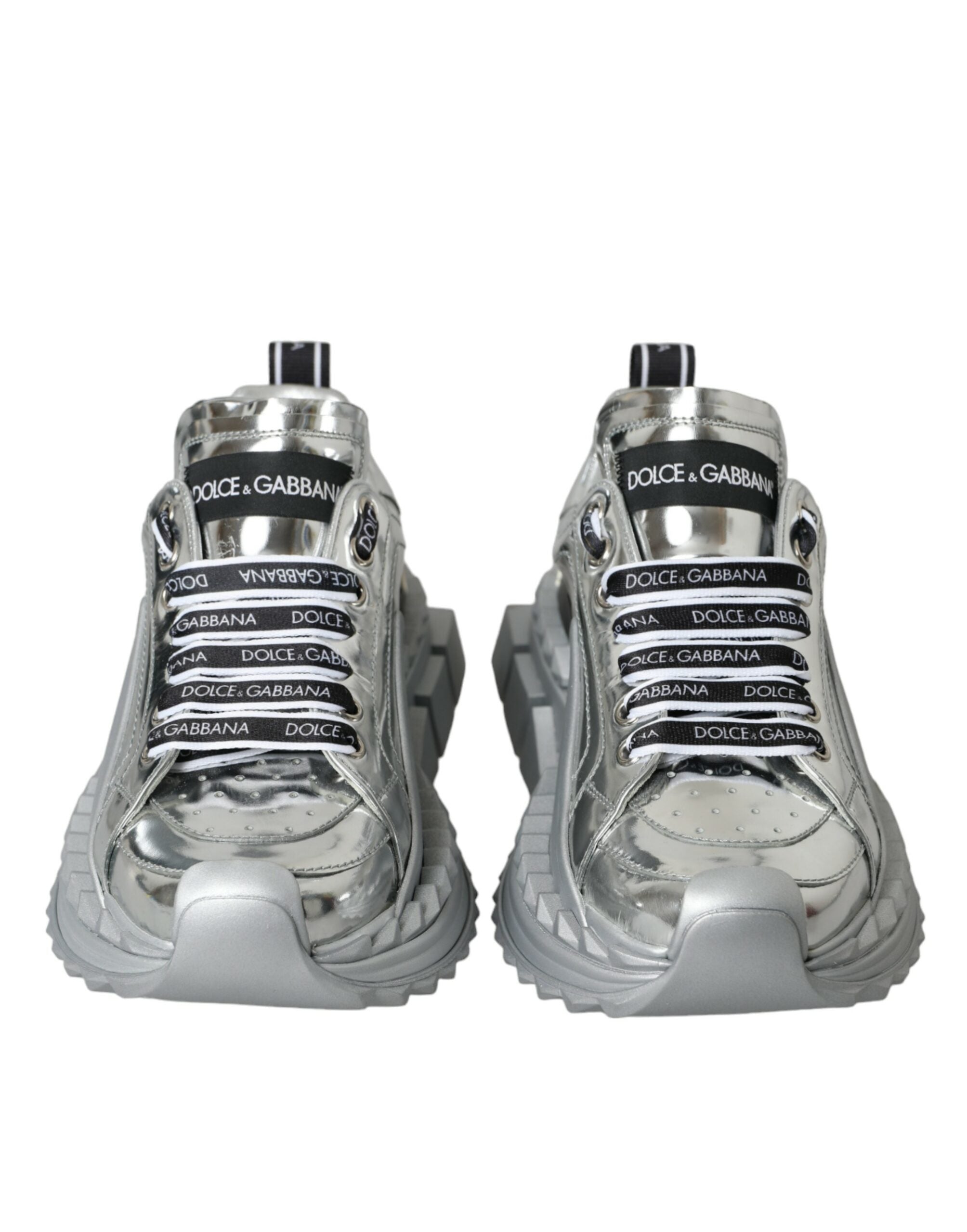 Παπούτσια Dolce &amp; Gabbana Silver Leather Super Queen Sneakers