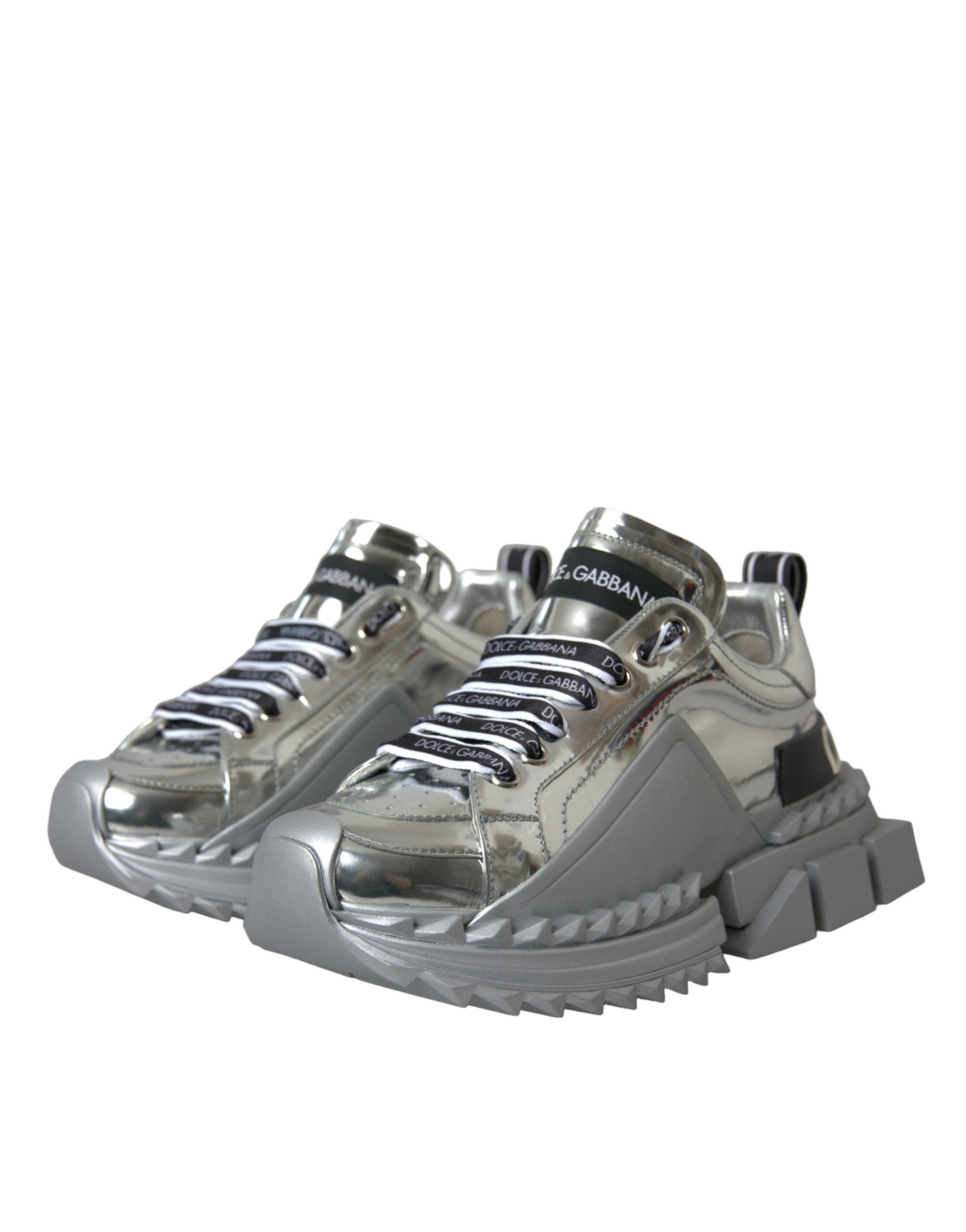 Παπούτσια Dolce &amp; Gabbana Silver Leather Super Queen Sneakers