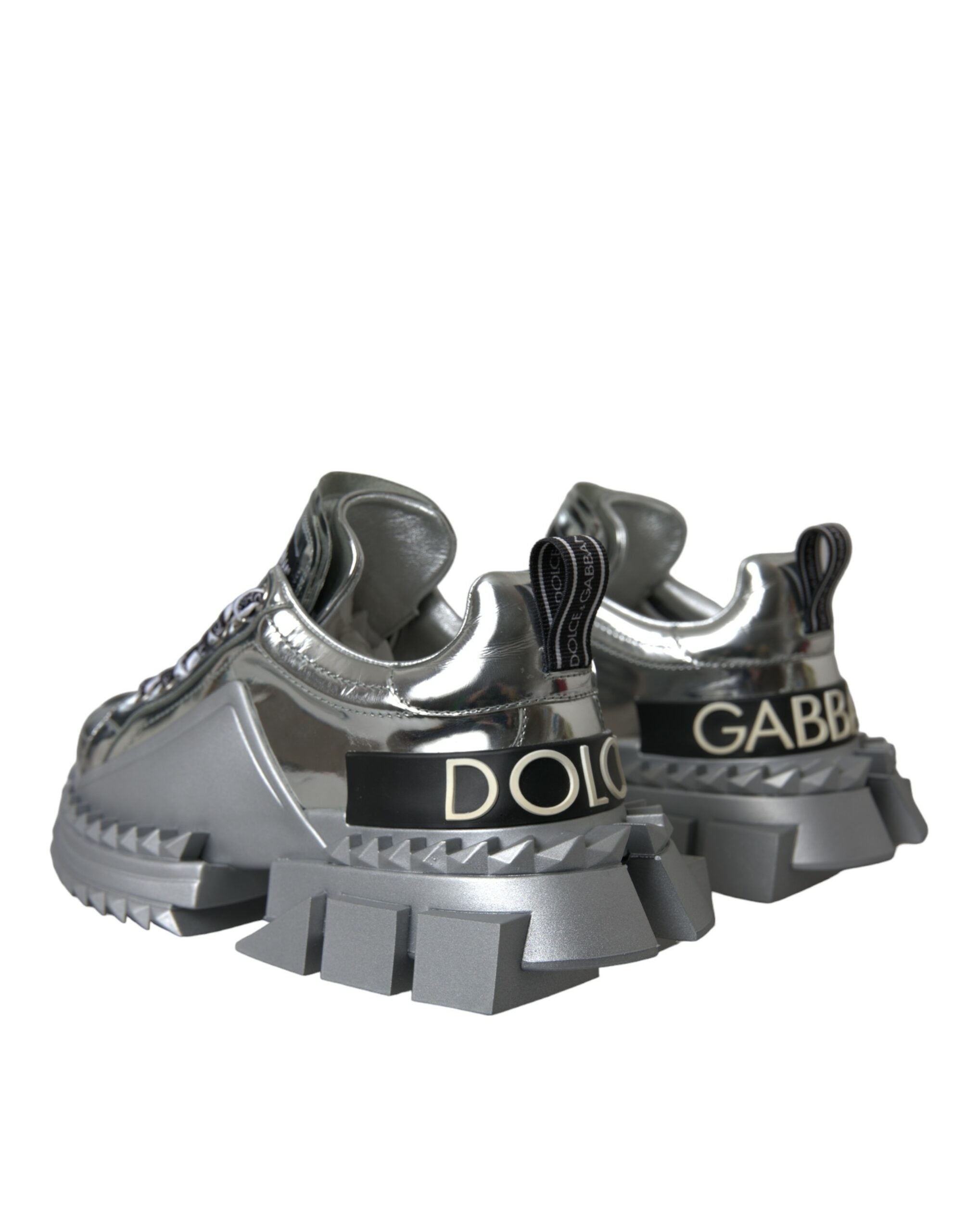 Παπούτσια Dolce &amp; Gabbana Silver Leather Super Queen Sneakers