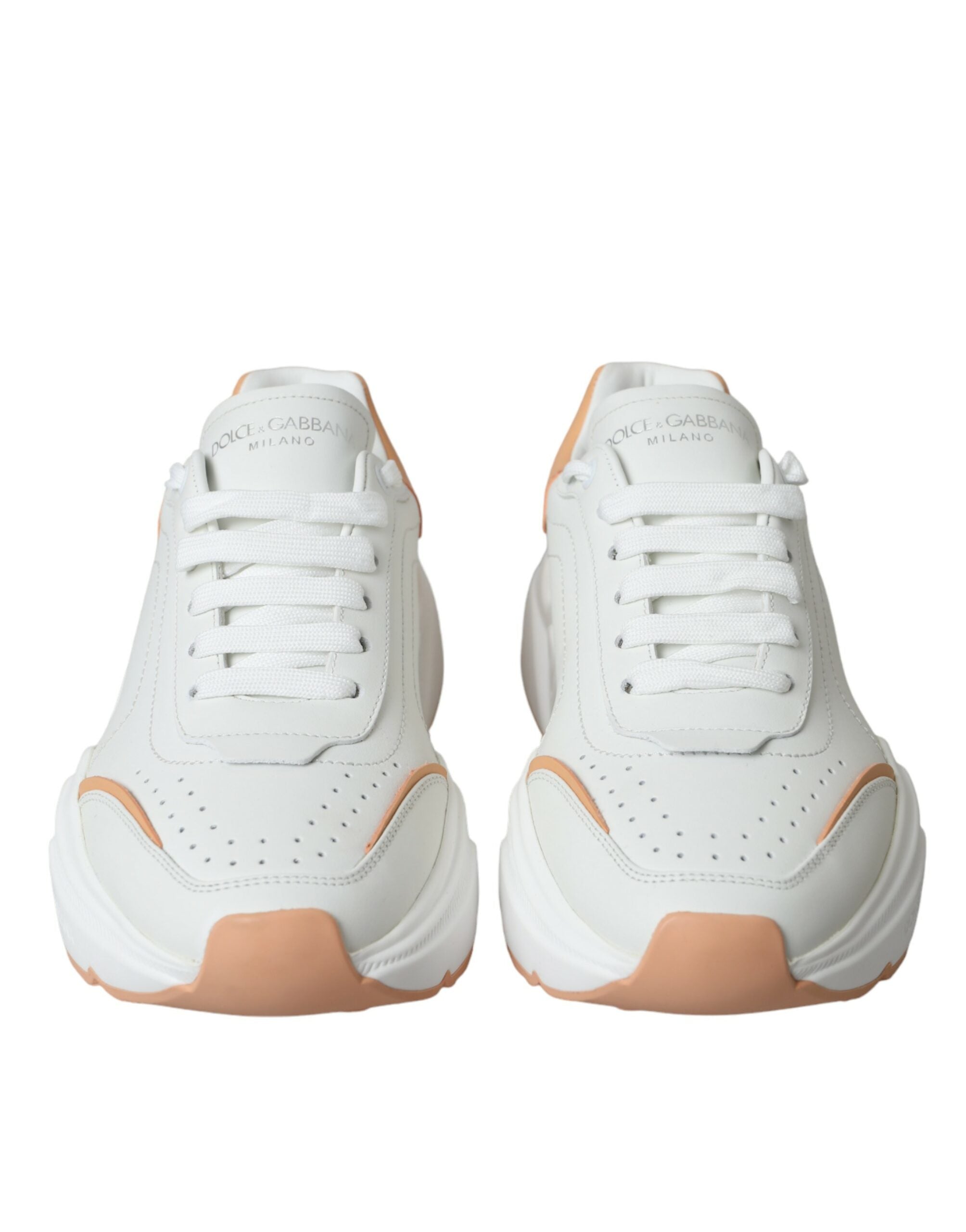 Dolce &amp; Gabbana White Peach DAYMASTER Δερμάτινα Sneakers Παπούτσια