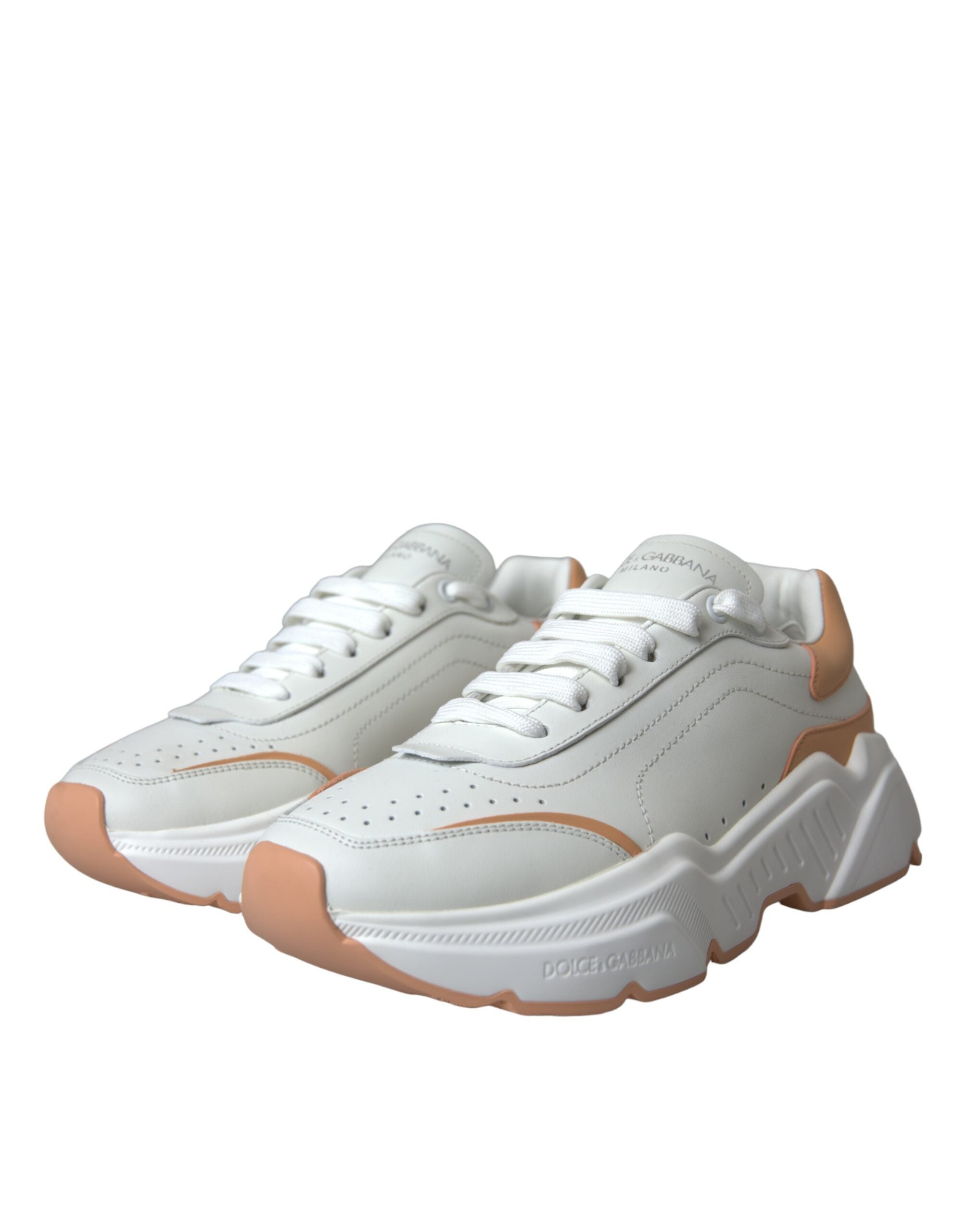 Dolce &amp; Gabbana White Peach DAYMASTER Δερμάτινα Sneakers Παπούτσια