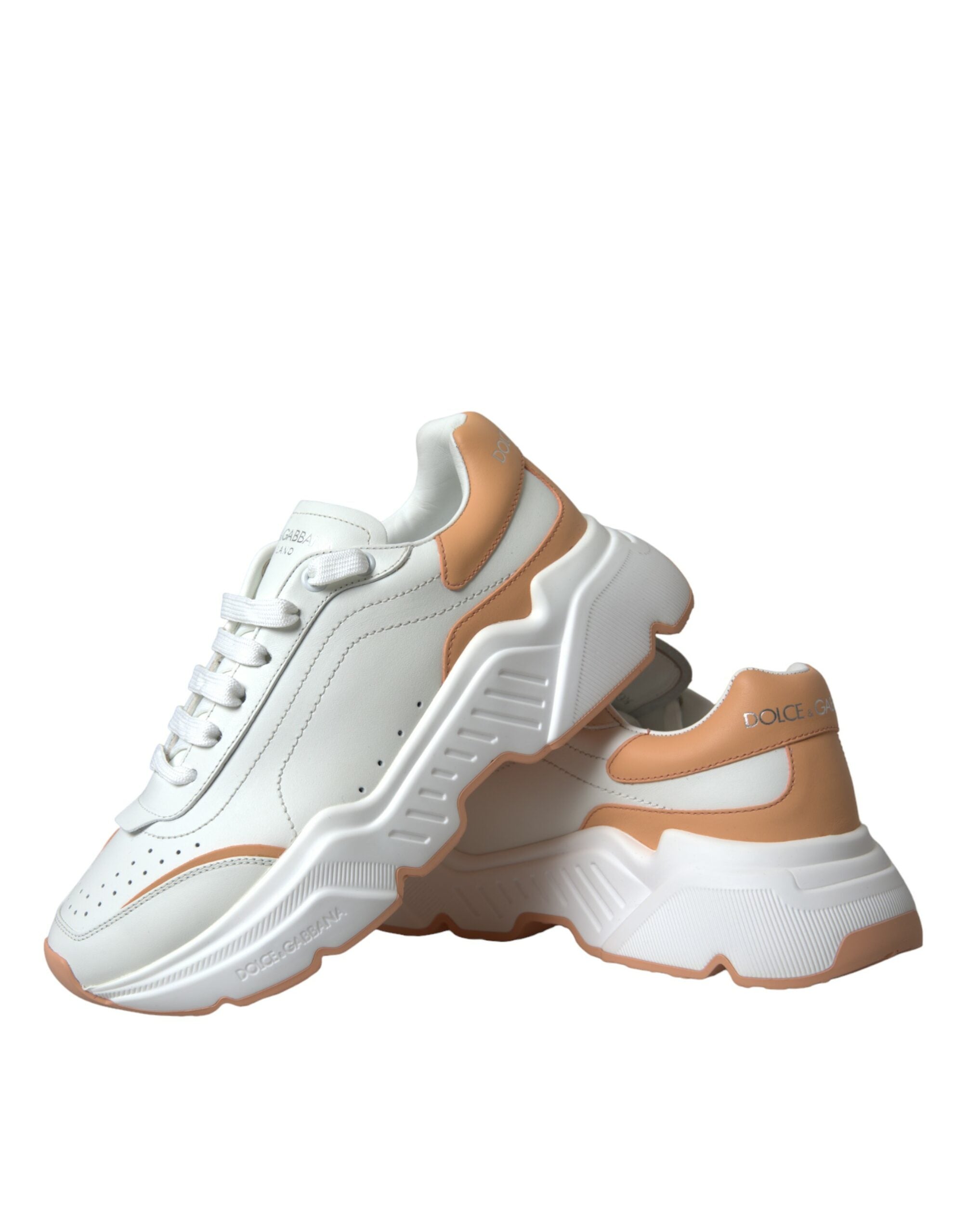 Dolce &amp; Gabbana White Peach DAYMASTER Δερμάτινα Sneakers Παπούτσια