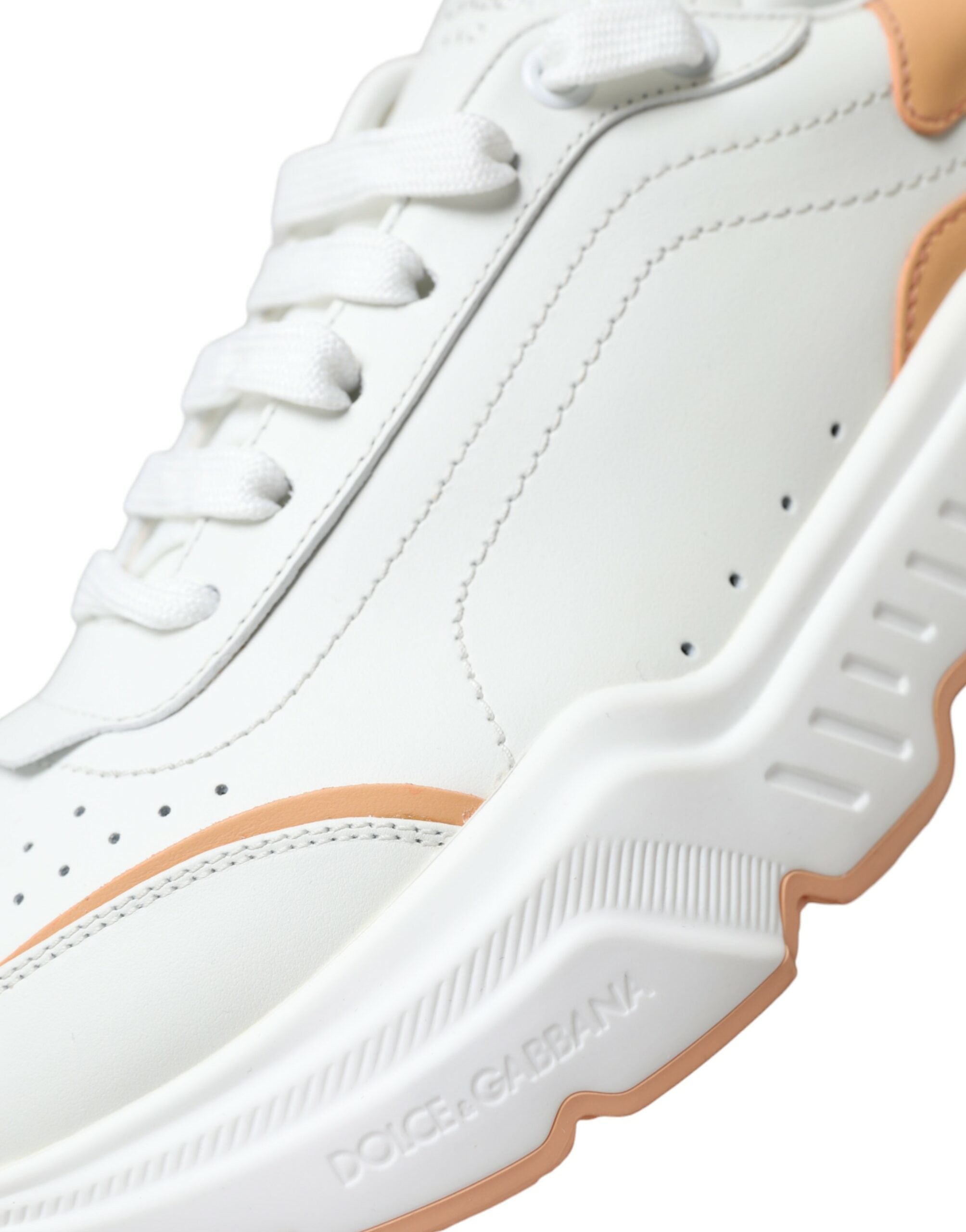 Dolce &amp; Gabbana White Peach DAYMASTER Δερμάτινα Sneakers Παπούτσια