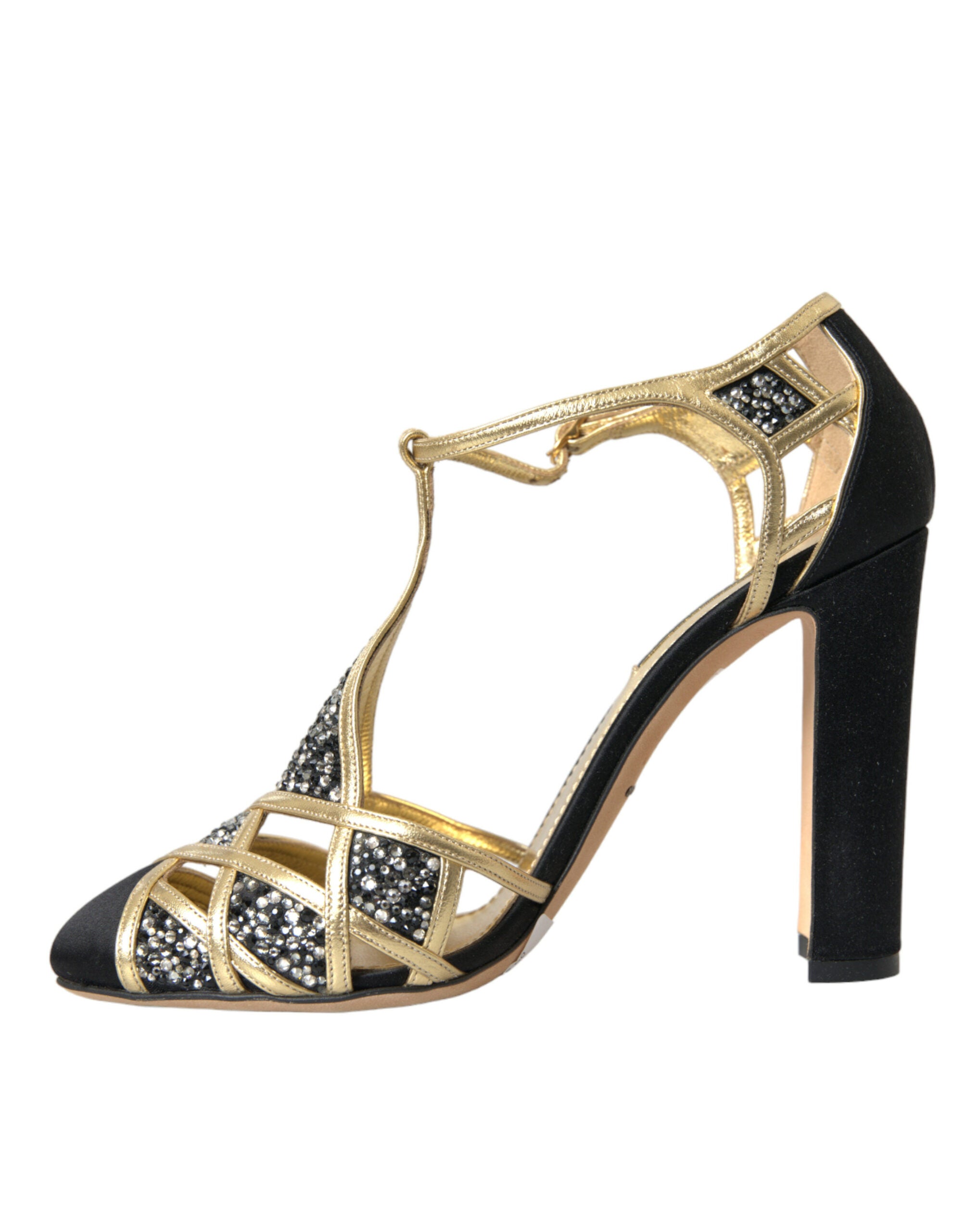 Παπούτσια Dolce &amp; Gabbana Black Suede Gold διακοσμημένα με τακούνια Pump