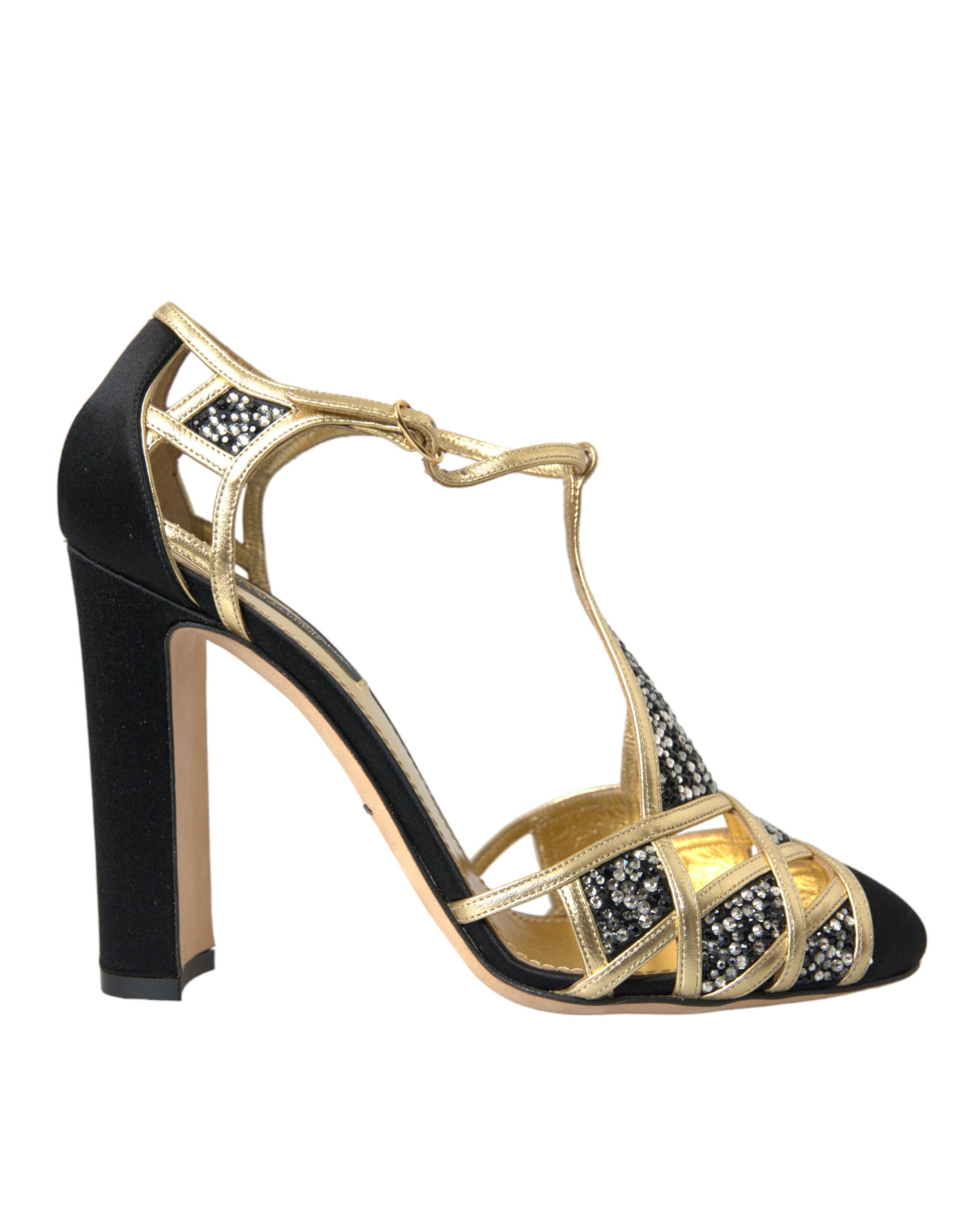 Παπούτσια Dolce &amp; Gabbana Black Suede Gold διακοσμημένα με τακούνια Pump