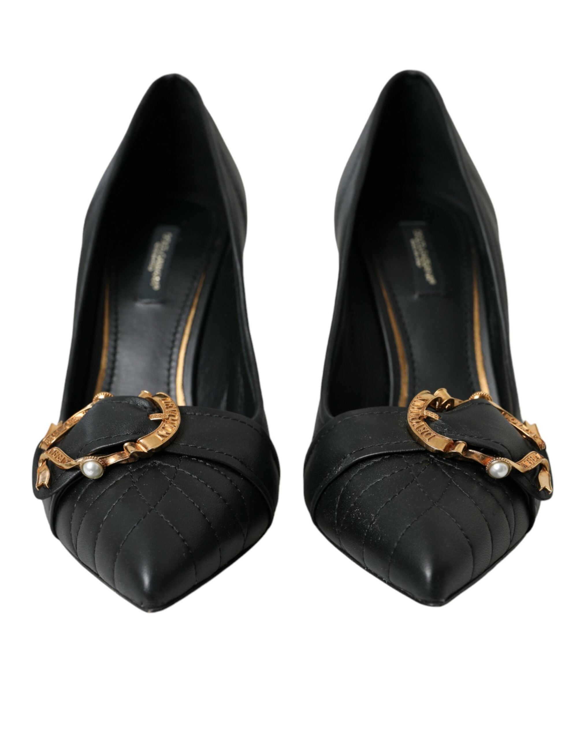 Παπούτσια Dolce &amp; Gabbana Black Devotion με δερμάτινα τακούνια Pumps