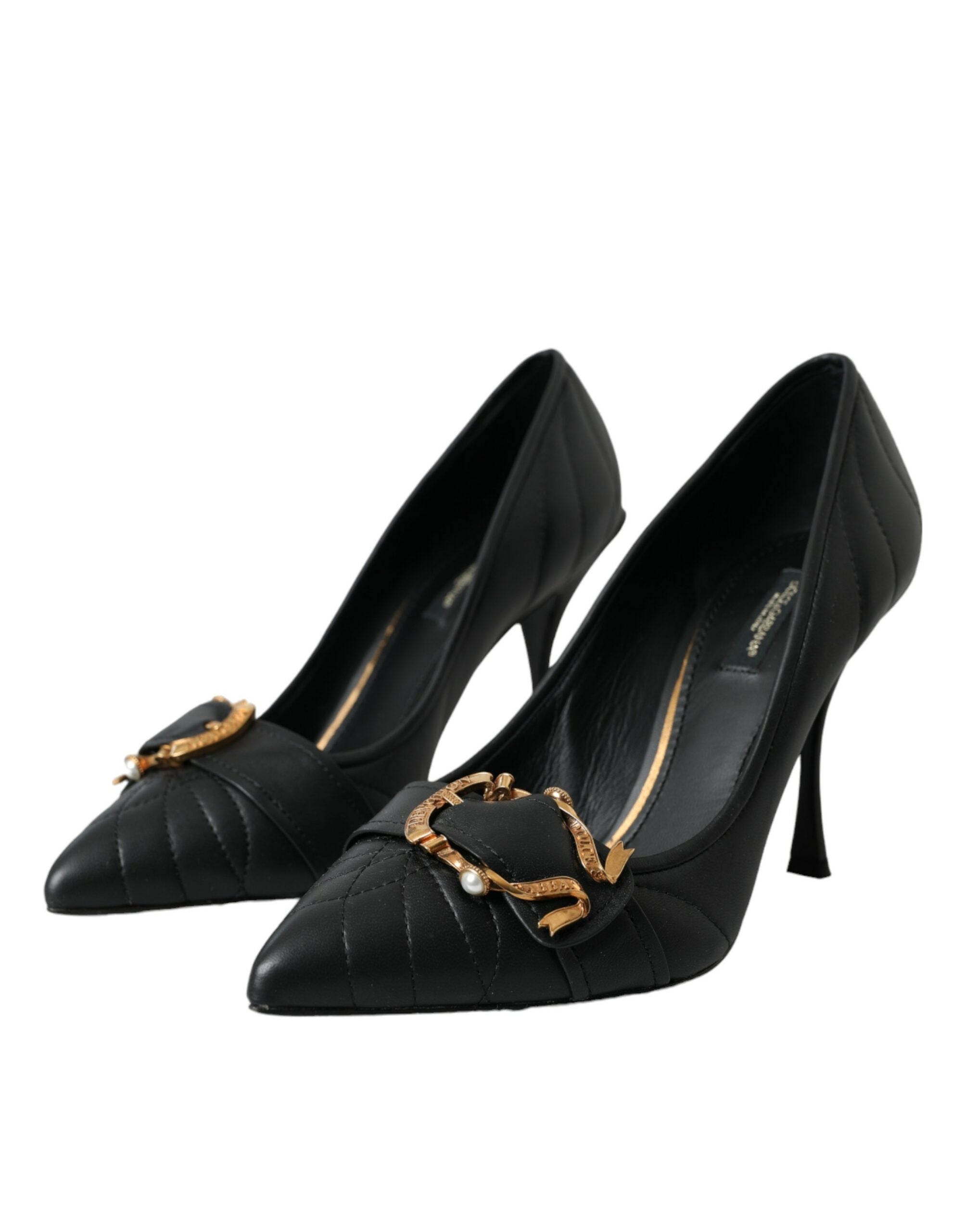 Παπούτσια Dolce &amp; Gabbana Black Devotion με δερμάτινα τακούνια Pumps